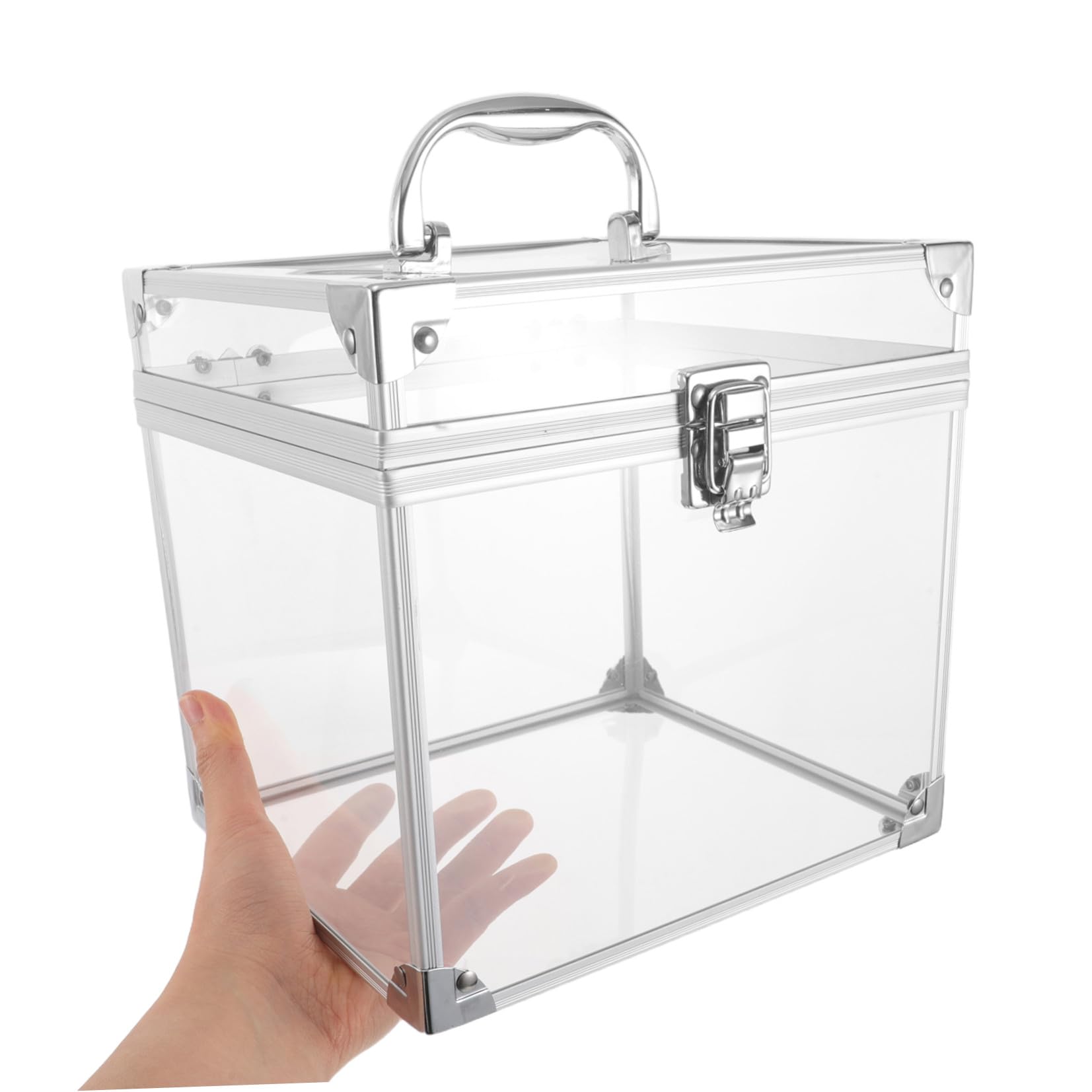 Operitacx Scatola Porta Dischi in Acrilico con Maniglia Organizer Vinile e CD per Scrivania Custodia Trasparente con Coperchio Protettivo Antipolvere Soluzione Versatile per Album e Dvd
