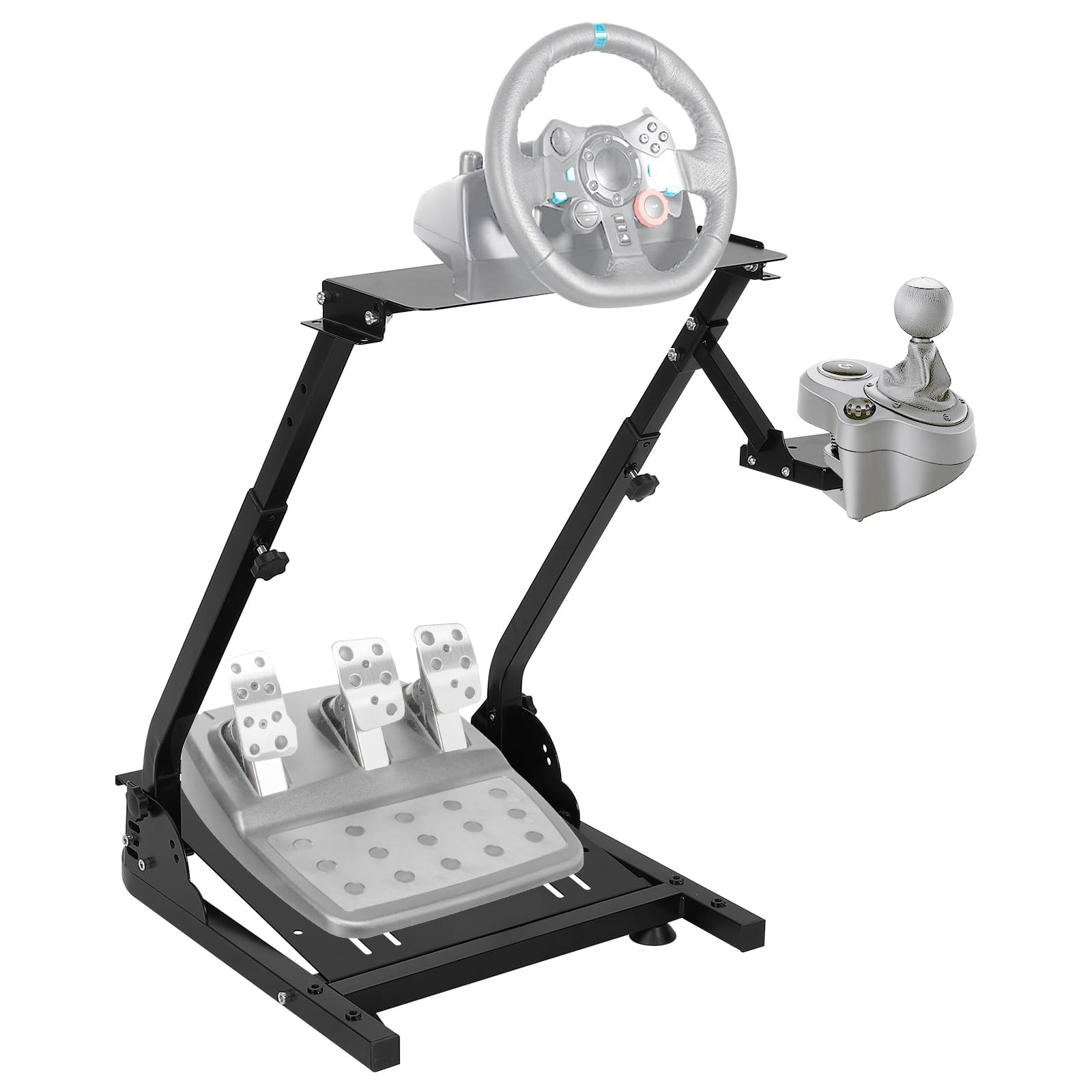 Garvee Support de volant de course G920 pliable et réglable – Design en L robuste – Compatible marque renommée G25/G27/G29/G920 – Pour PS5/PS4/PC – Double bras tube carré européen, rangement pliable