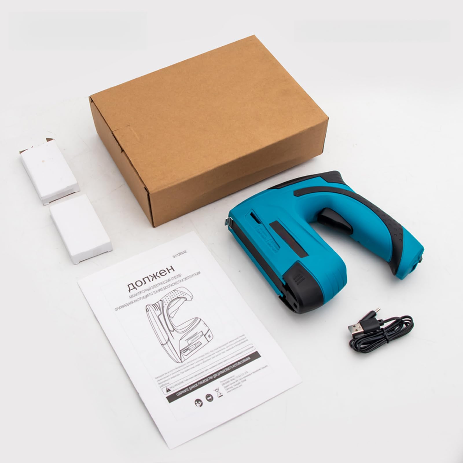 Chiodatrice elettrica senza fili 2 in 1 USB-C Li-Ion Brad Nailer con luce ergonomica include 2000 graffette chiodi per fai da te tappezzeria lavorazione del legno riparazione di mobili