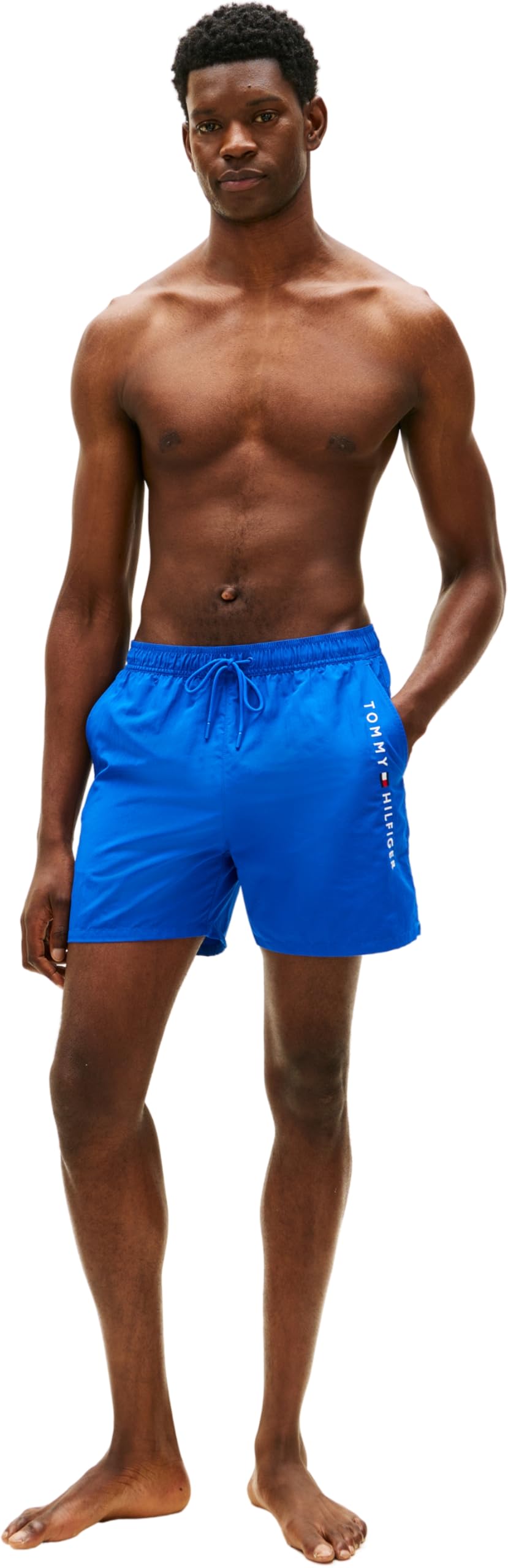 Tommy Hilfiger Męskie średnie kieszenie zapinane na zamek ze sznurkiem UM0UM03748 kąpielówki, niebieski (królewski niebieski), M