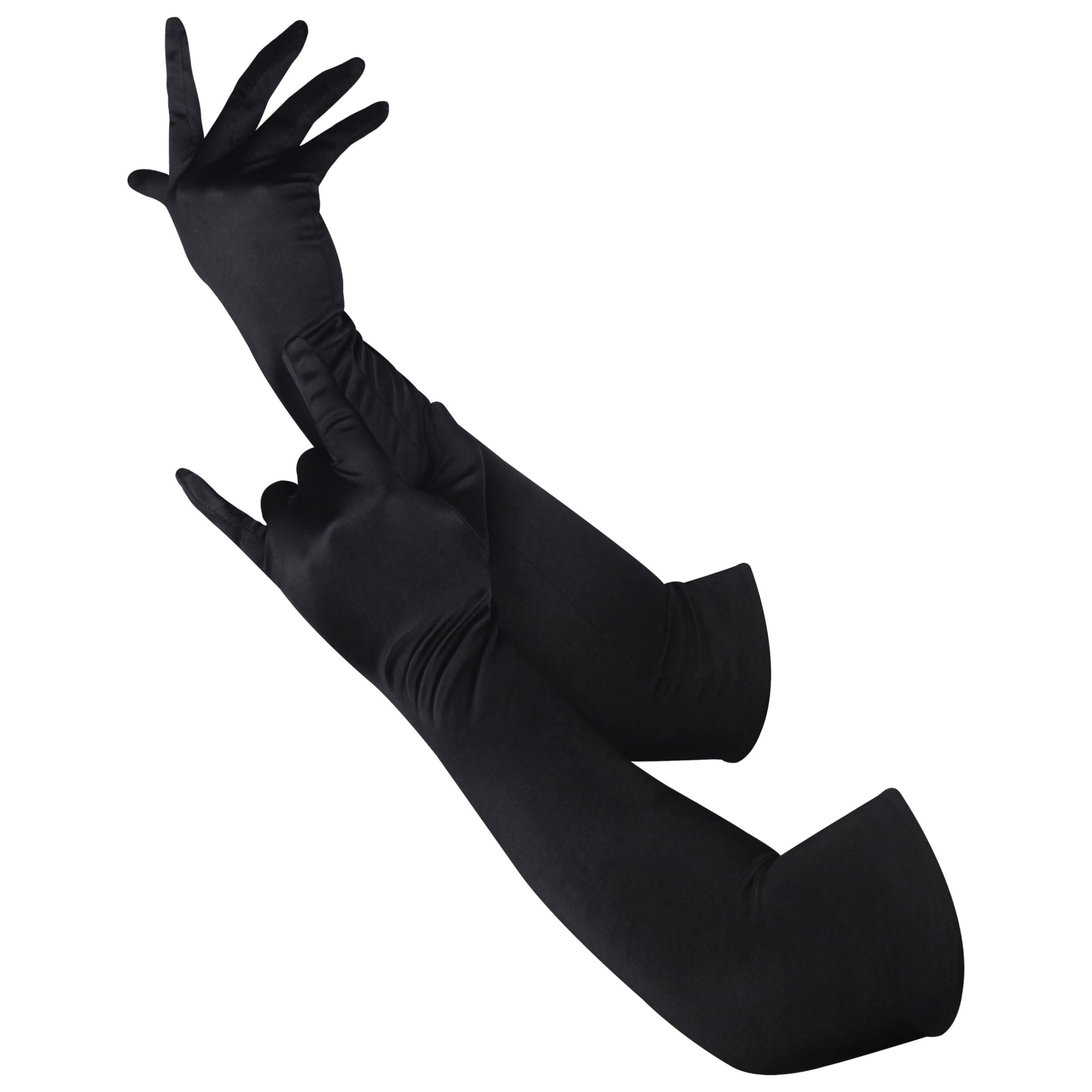 Mysense Long Satin Gloves for Women,1920s Opera Party Gloves Halloween Costume Accessories,Stretchy Elbow Length,21.6 inches