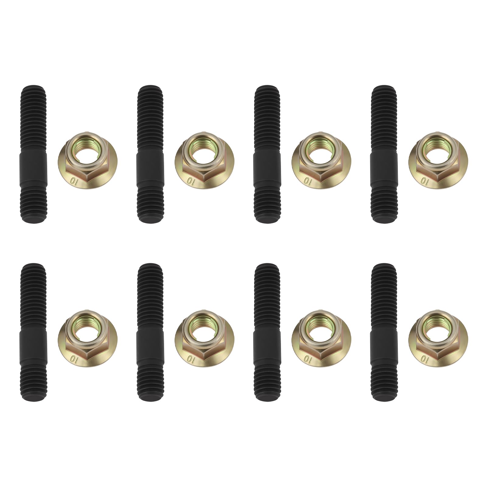 8 Set Stehbolzen & Muttern M10x1.5 Automobil Abgaskrümmer Schrauben 10,9 12x25x50mm