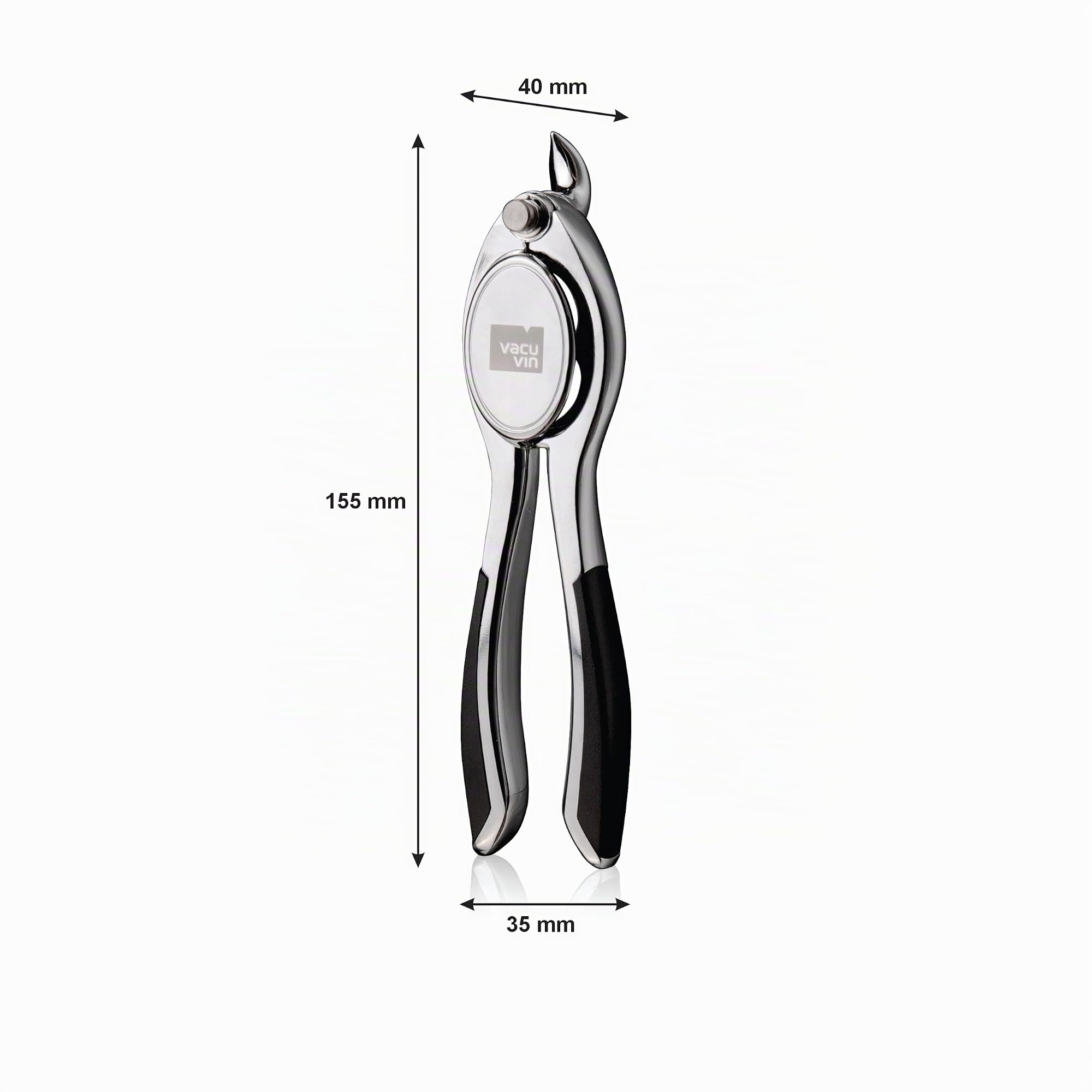 Vacu Vin 68625606 Pinza Champagne, Inossidabile, Acciaio/Nero, 7.2x18.4x3.7 cm