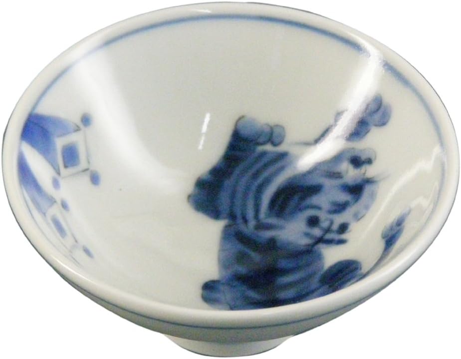 Hasami Ware 2206307 Hayashikuro Kiln Zodiac Sake Cup, Tiger (Tora)