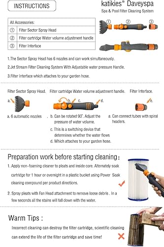 Miniatura 4 de katikies Herramienta limpiadora de filtro de cartucho de piscina, varita de limpieza de filtro para spa y bañera de hidromasaje