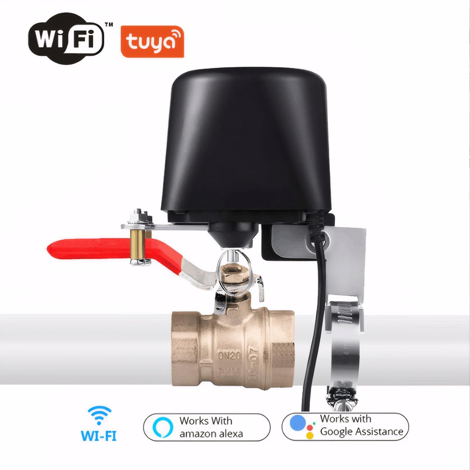 Mengshen Valvola acqua Smart WiFi Controllo acqua Telecomando via Tuya Smart Life Alexa Compatibile Nessun hub richiesto