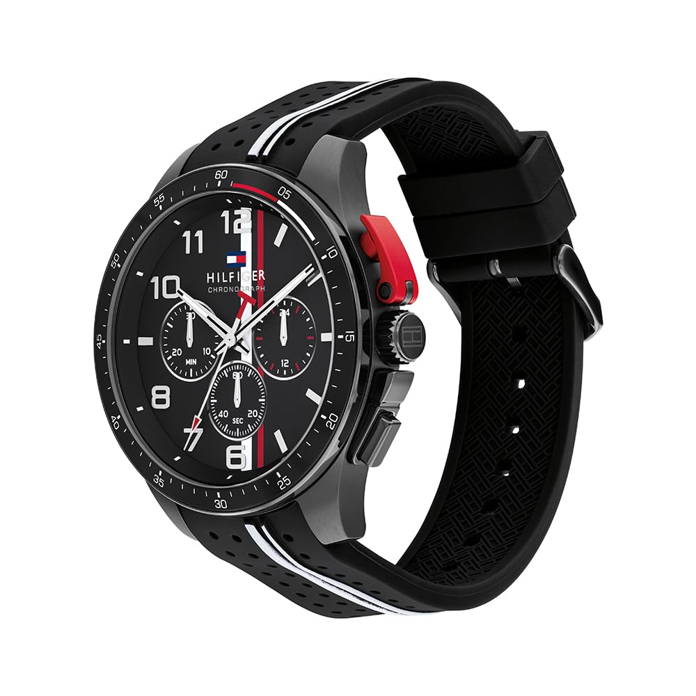 Tommy Hilfiger Reloj Cronógrafo de Cuarzo para Hombre con Correa de Silicona Negra - 1792168