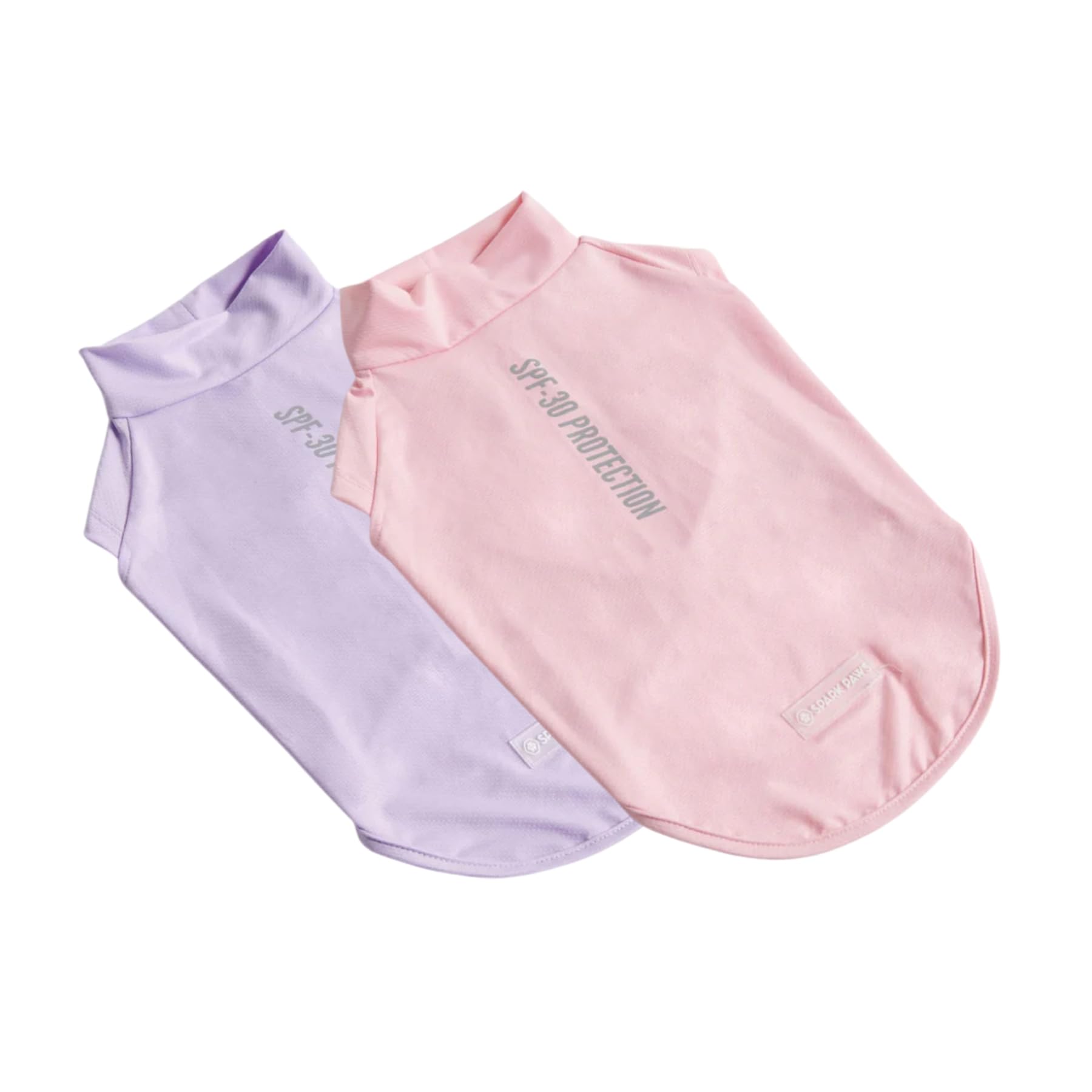 Spark Paws Sunblock Dog T-Shirt, SPF30 Protection, Lightweight Breathable Quick Dry for Dogs with Sensitive Skin - Purple & Pink (Set of 2) - M