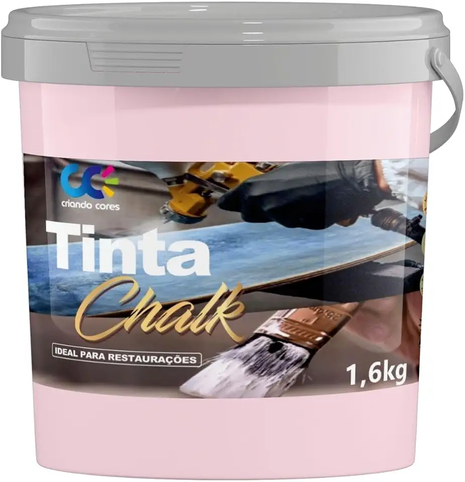 Tinta Chalk Rosa Cristal 1,6Kg Restauração Universal ideal para Madeira, PVC, Móveis, Ferro, Vidro, Plástico