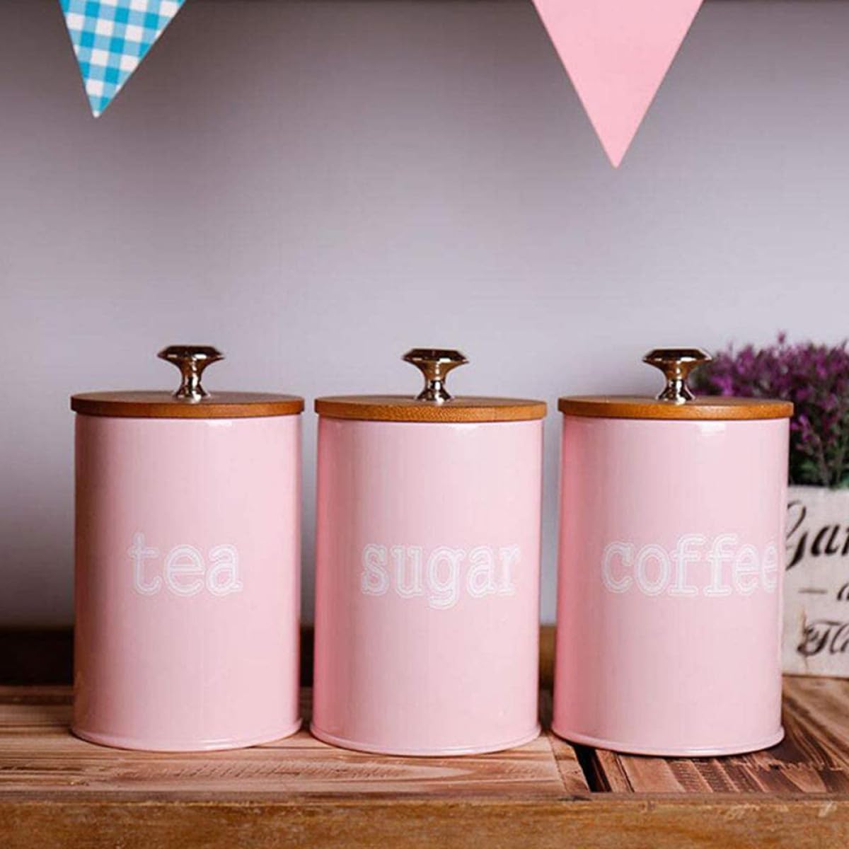 Sosoport Set 3 Barattoli per Conservazione Alimenti Secchi in Vetro Trasparente con Coperchio in Bambù, Contenitori Decorativi per Tè, Cereali, Chicchi di Caffè, per Cucina e