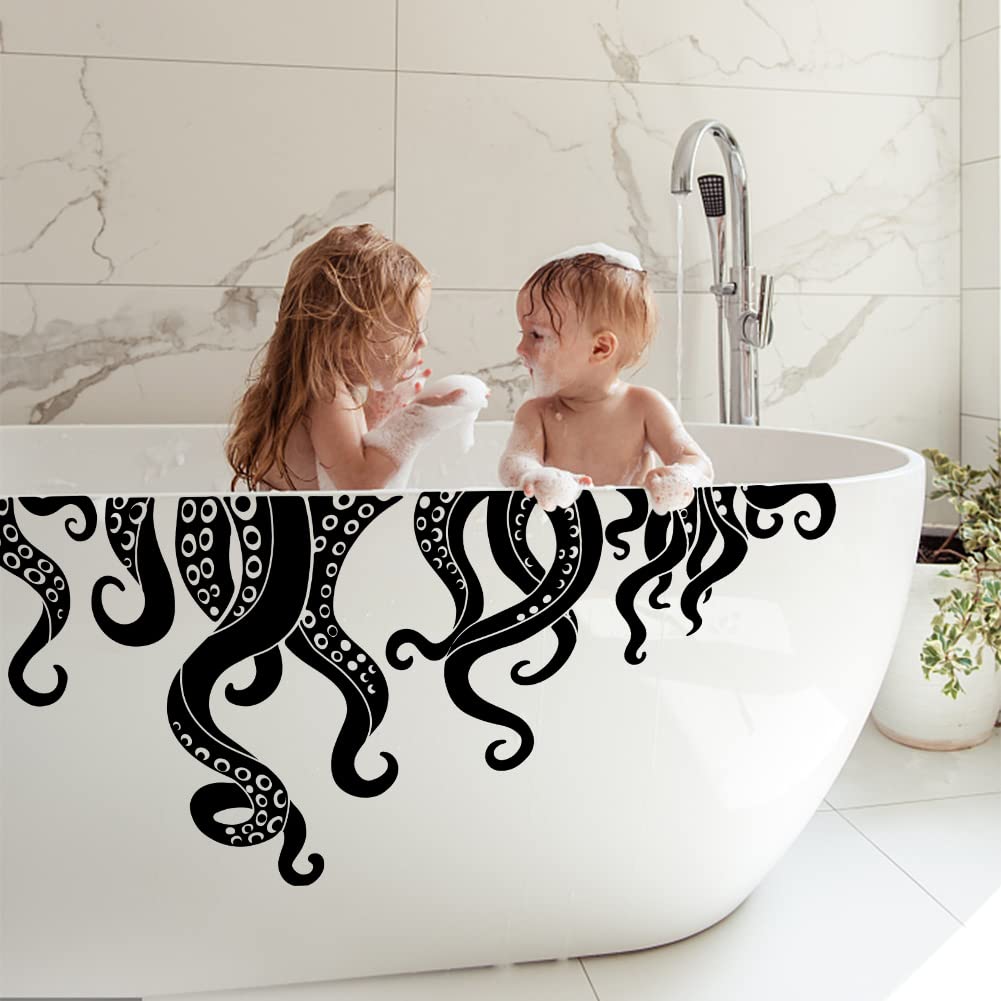 SUPERDANT Tentacoli di Polpo Nero Decorazioni Da Parete Animali Marini Adesivo Murale Home Art Decor Vinyl Wall Art Decal Octopus Decor per Bagno Vasca Da Bagno Adesivi per Decorazioni Da Parete