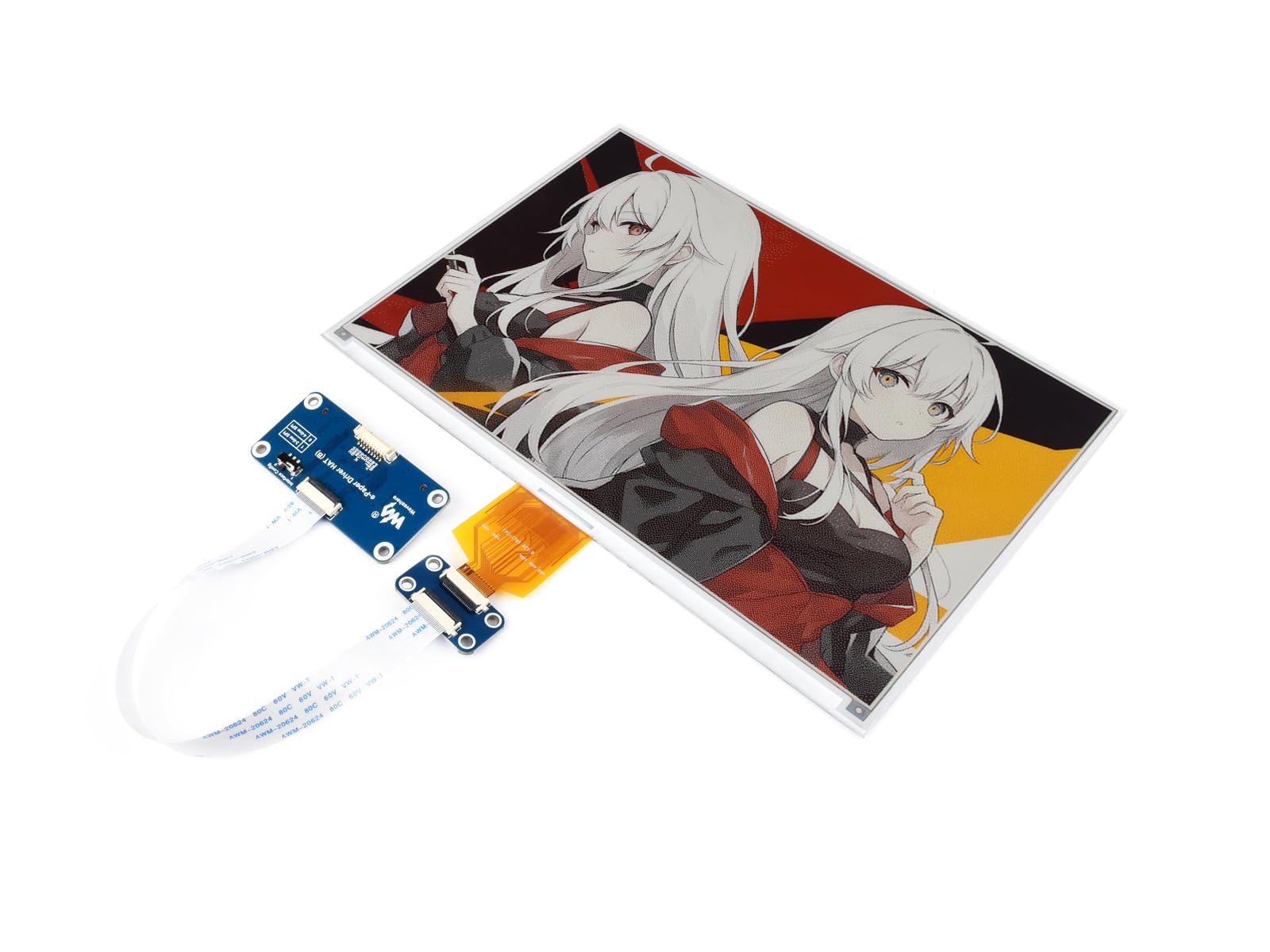 Waveshare 10.2inch e-Paper Display (G), e-Ink Display, 960x640, Red/Yellow/Black/White, SPI Interface, with e-Paper Driver HAT, Compatible with Raspberry Pi 5/4B/3B/CM3/3+/4