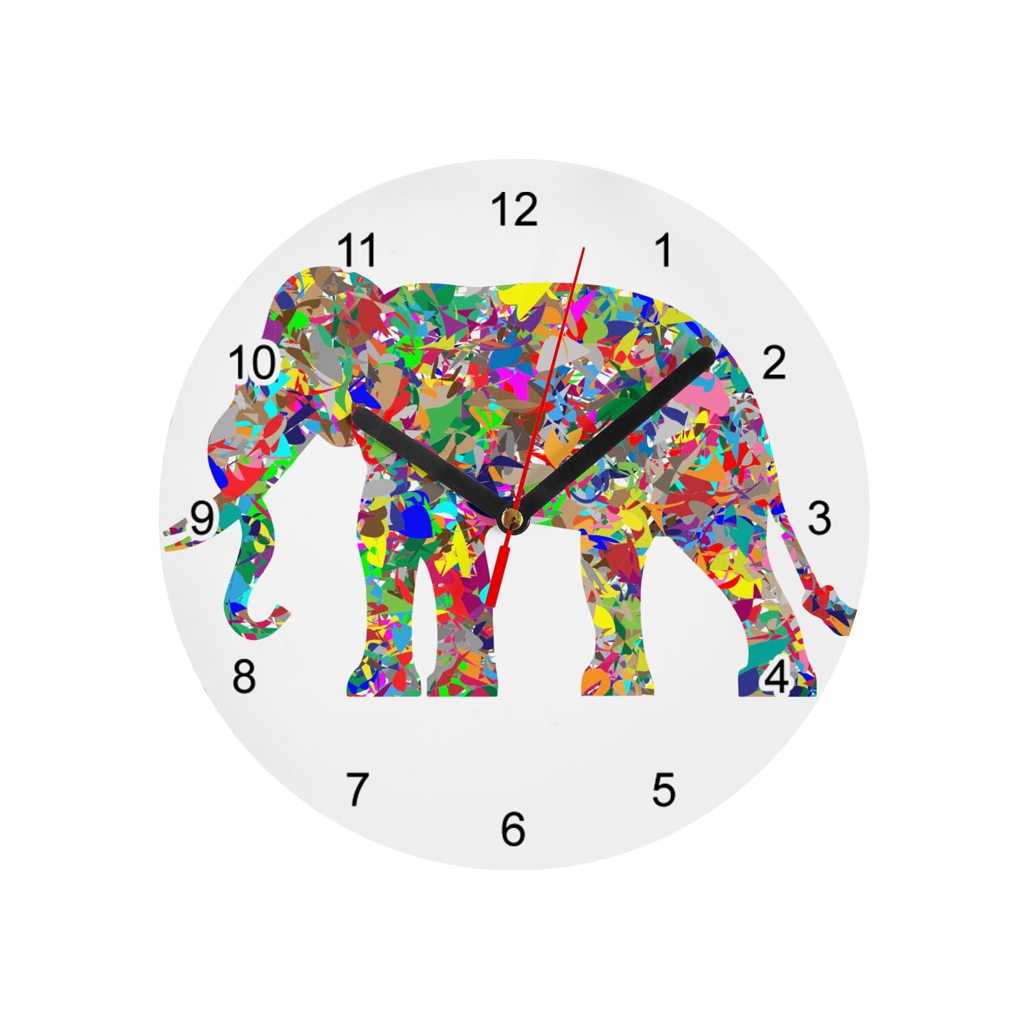 Horloge murale en verre éléphant multicolore 70's blanc Ø20 cm