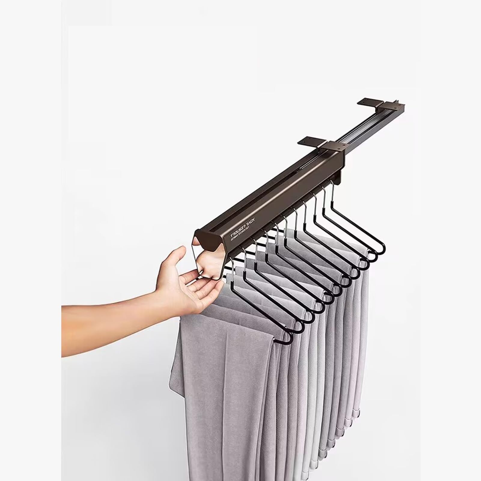 GLETSF Adjustable Pull Out Clothes Hanger Rod - Extendable Wardrobe Rail with Sliding Tracks for Space Saving Closet Organization,One Color-350MM/13.7INCH
