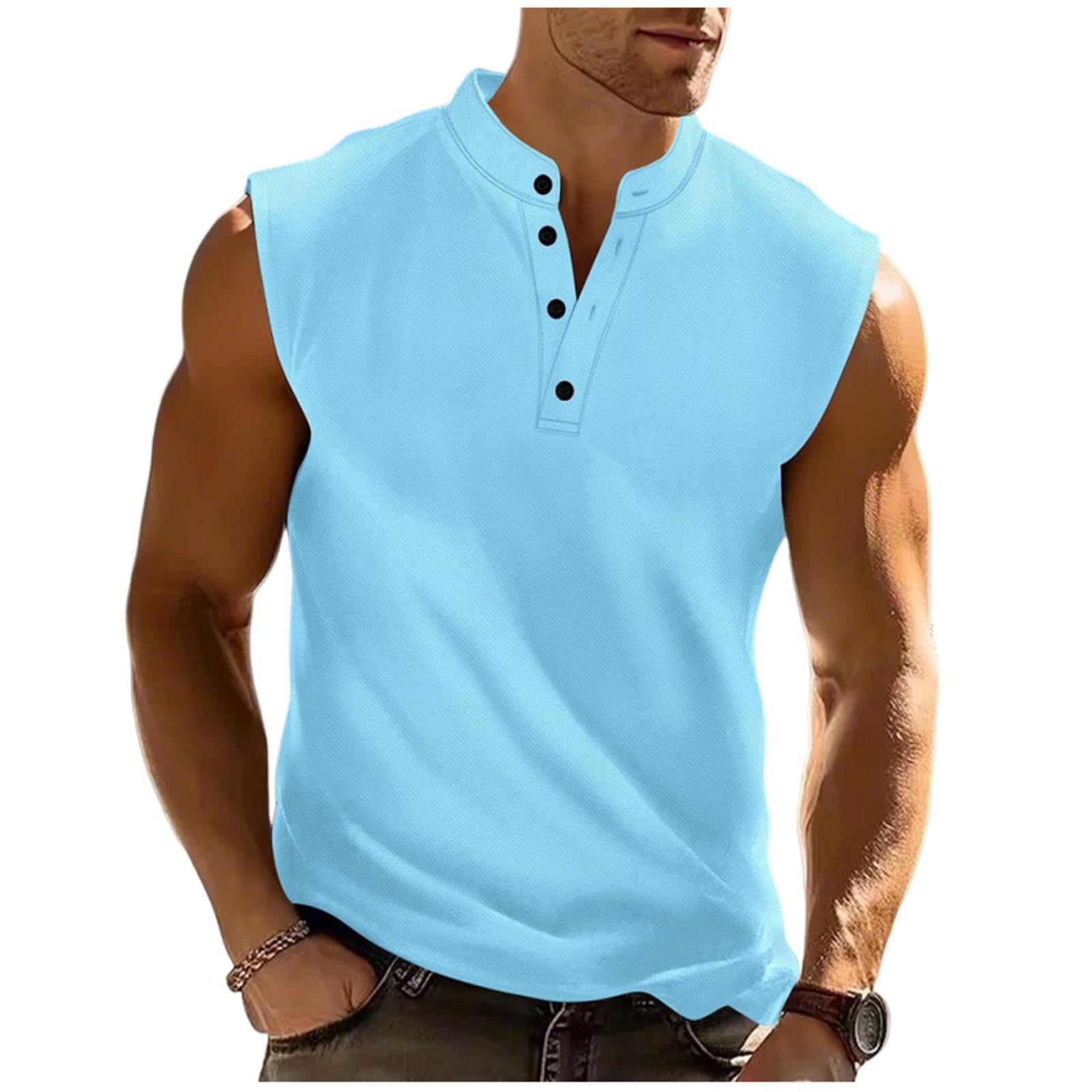 Debardeur Homme Tee Shirt sans Manche Maillot de Corps Débardeurs Habit Couleur Unie Vêtements Col Mao Hauts Casual Vêtement Loisirs Haut