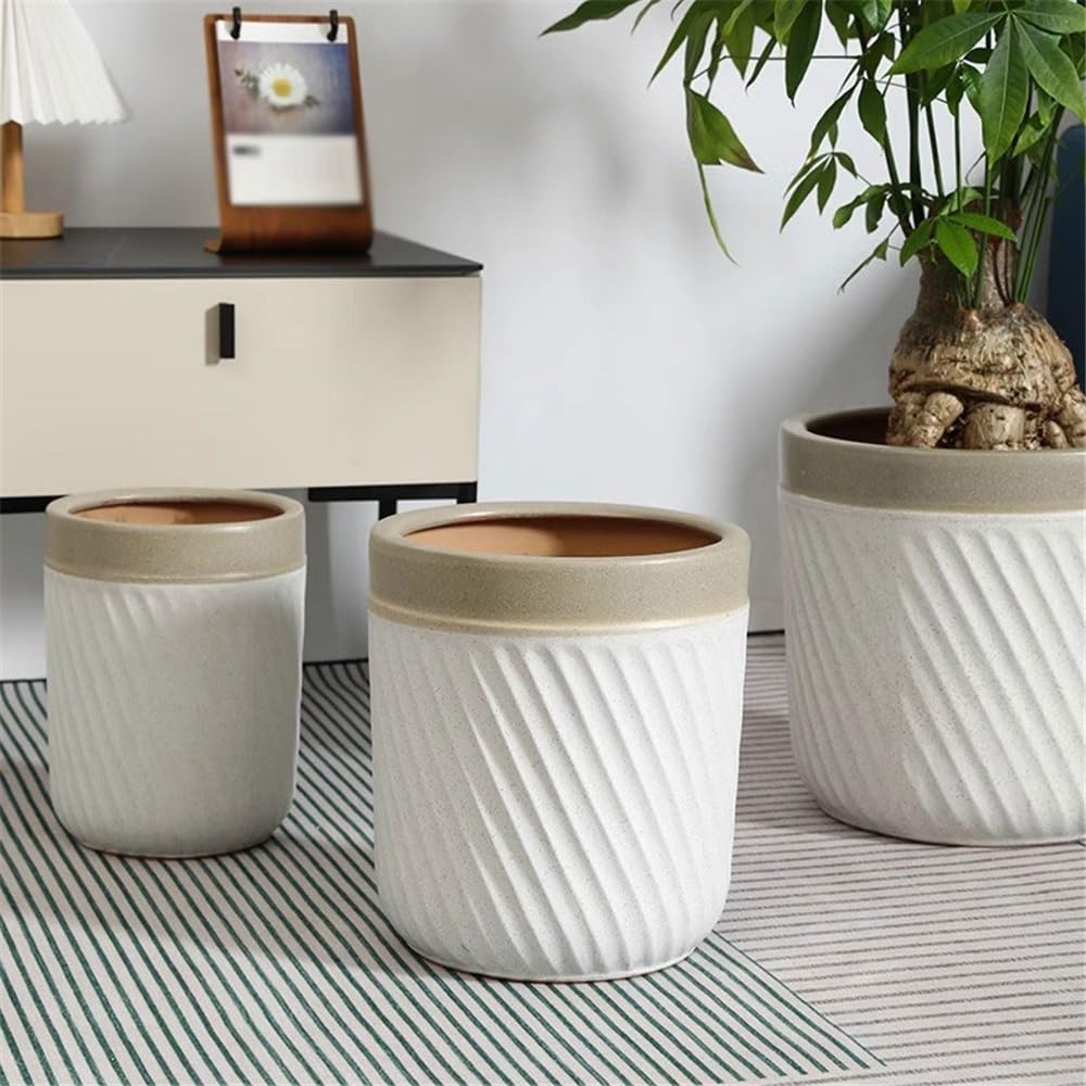 Okrągłe, stojące doniczki z twill do użytku wewnątrz i na zewnątrz, duża ceramiczna doniczka z otworem odpływowym, do domu, na taras, do ogrodu