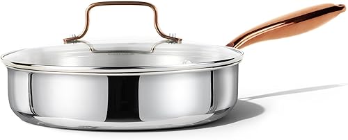 CAROTE 10-Inch Tri-Ply Deep Frying Pan with Lid