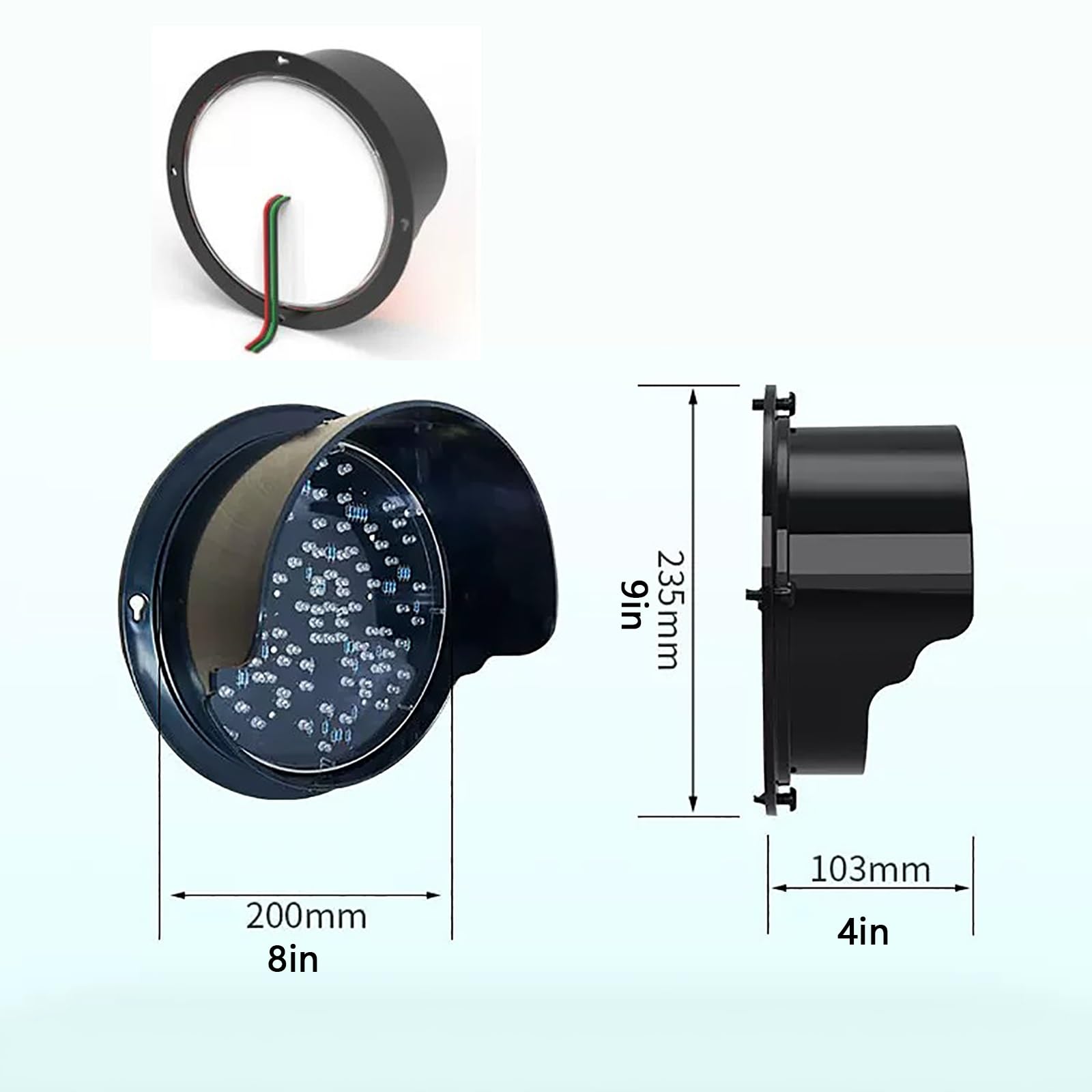 Sygnalizacja Świetlna z Czerwonym Zielonym Oraz Strzałką Krzyżow | 200 mm, Widoczność Ponad 100 m, do Stosowania na Placach Budowy i w Fabrykach(12V)