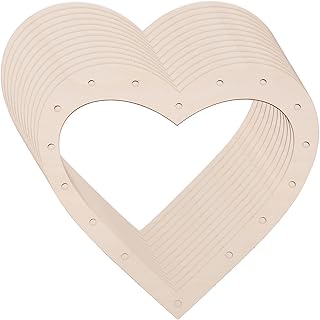 12 Pack Wood Wreath Ring, Versatile Safe Wood Wreath Heart Shape Rings Crafts Hanging, Forms Kit, Safe Frame for DIY Weddings, Wall Hanging Craft
