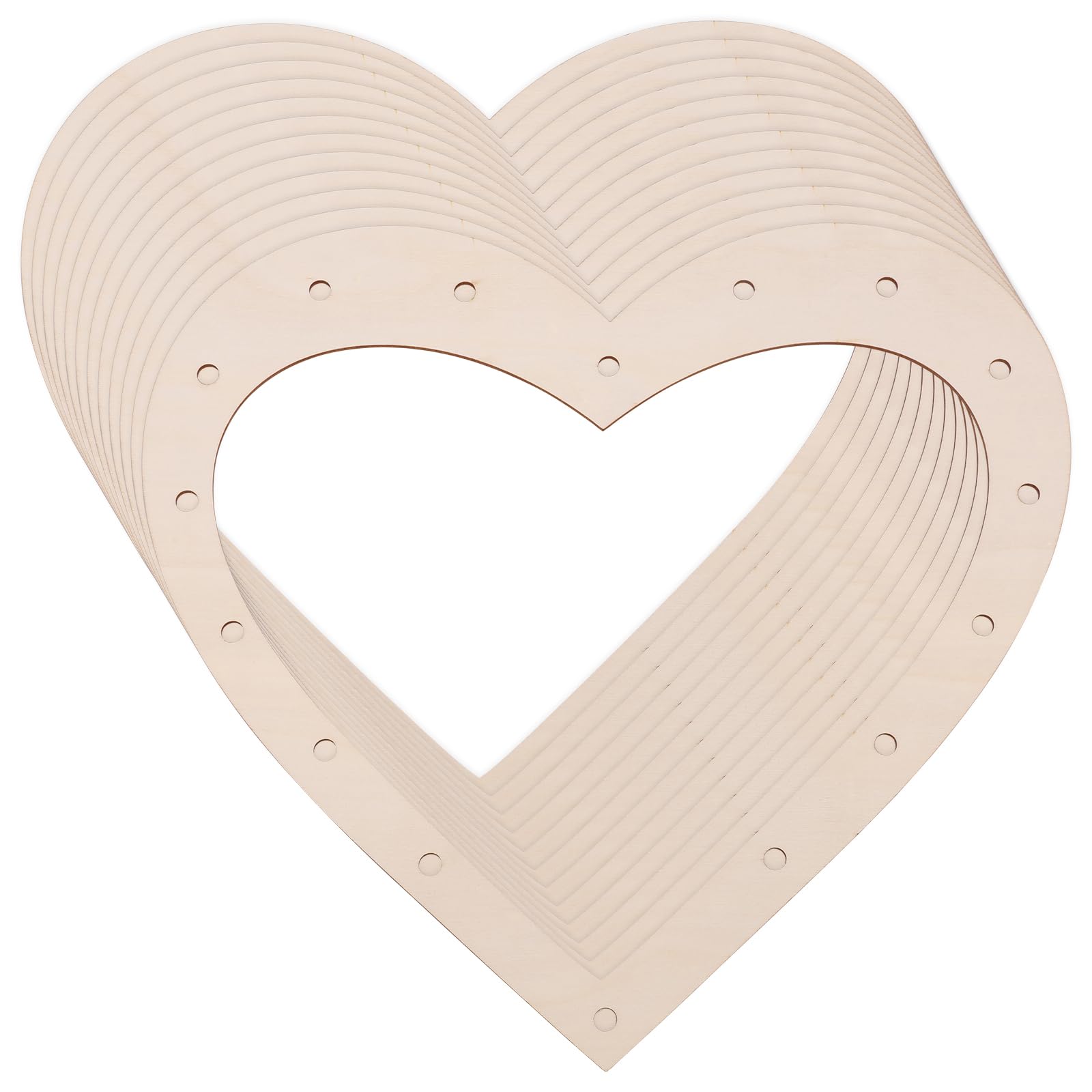 Ghshanog 12Pcs Wooden Wreath Frames,Unfinished Wreath Rings for Crafts,Heart Hanging Wreaths Ornaments Decorations,30CM Floral Hoop for Wedding Christmas Halloween Home Decor