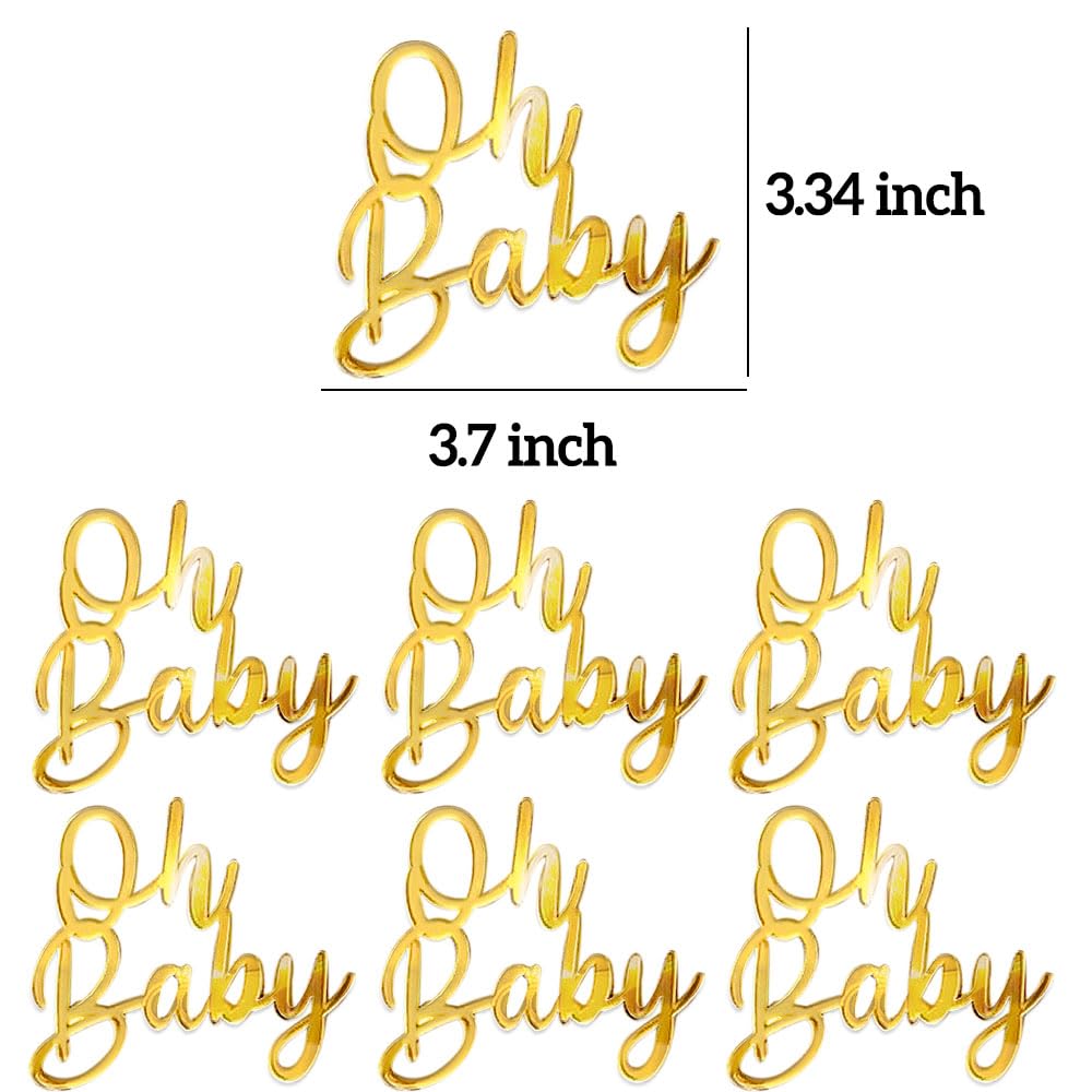 Gold Acrylic Oh Baby Sign Cake Topper Kit - Boys & Girls Birthday Decorations