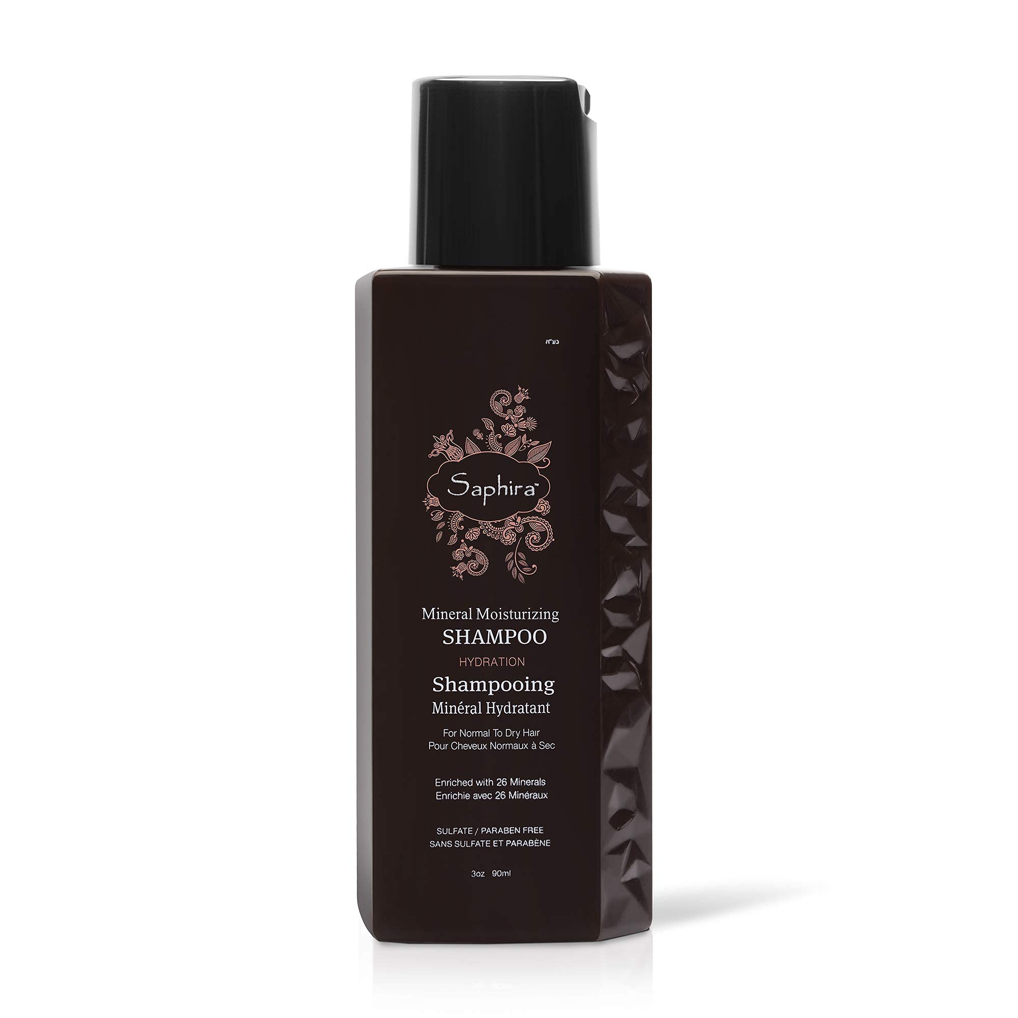 Saphira Mineral Moisturizing Shampoo, Hydration and Shine for Dry, Damaged, Permed or Chemically Treated Hair and Scalp, Sulfate-Free, Paraben-Free, Vegan, Prevents Frizz and Split Ends