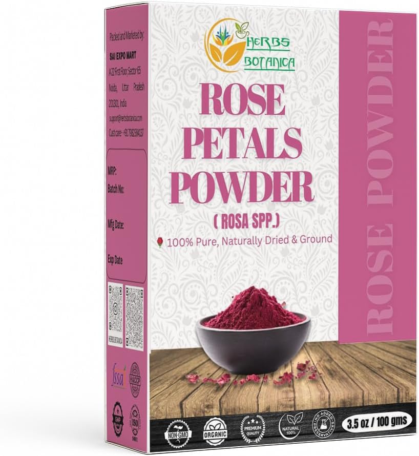 Rose Petal Powder Natural, 100% Natural for Face Mask, DIY Skin Care, Aromatherapy, No Preservatives or Colors, Chemical-Free Herbal Powder, 100 gm / 3.52 oz