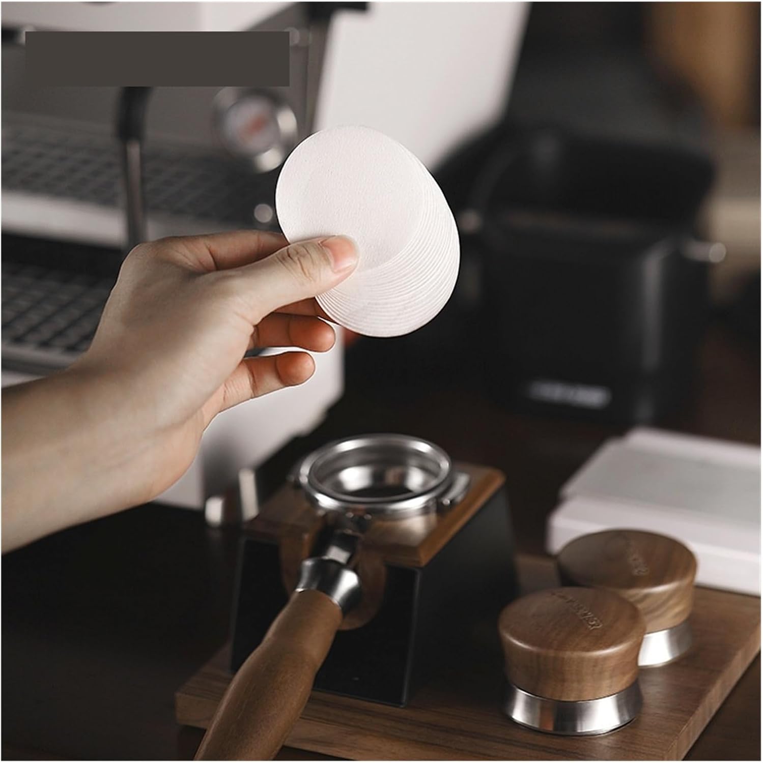 MHW 3BOMBER 100 Pieces Disposable Coffee Filter Paper Espresso Maker Tools Compatible With 51mm 53mm 58mm Portafilter Accessorie(51MM Filter Paper)