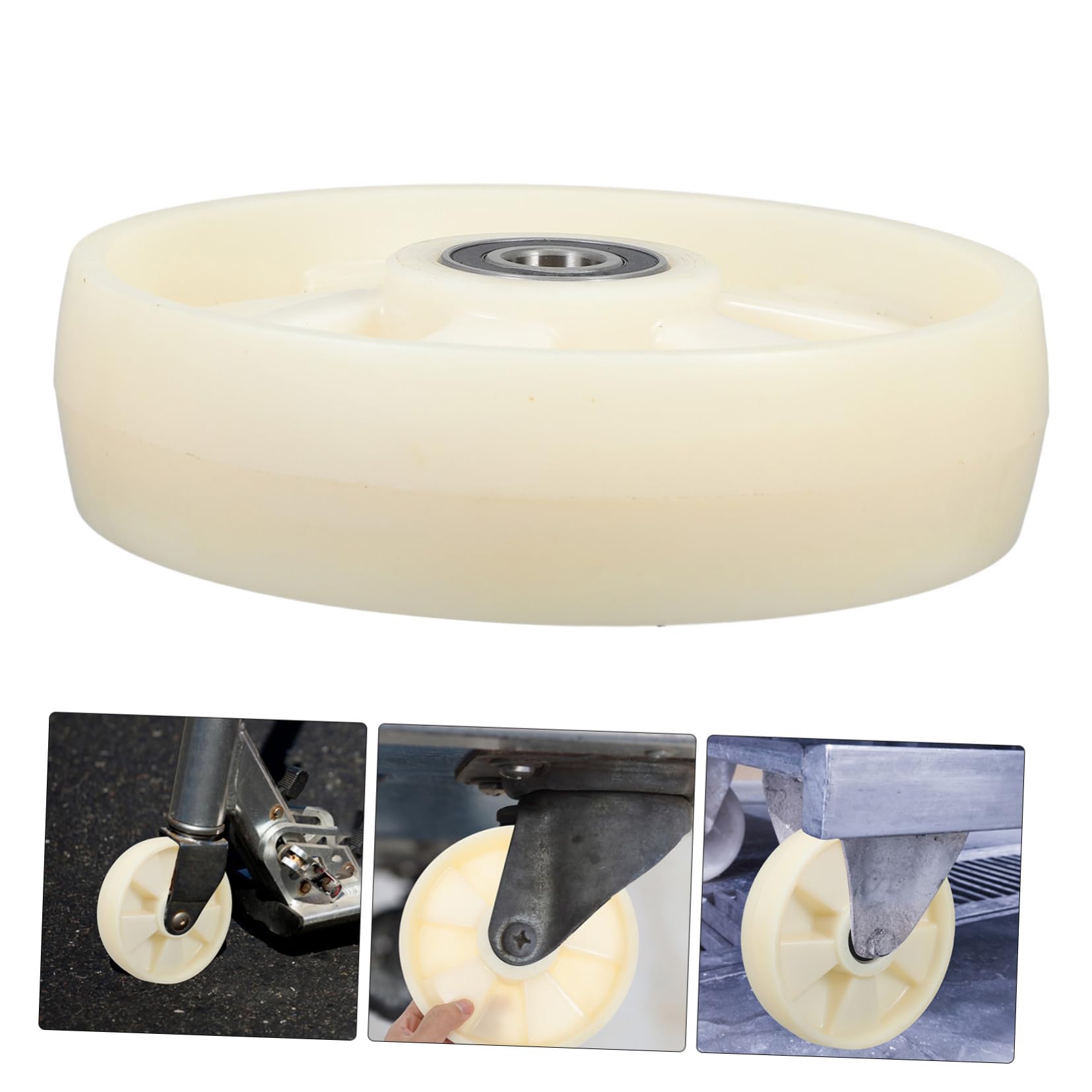 Holibanna Nylon Hubwagenrad 200x50 Mm mit Kugellager und 47mm Achse Verschleißfest für Logistikzentren und Supermärkte Beige Palettenwagen Ersatzrad