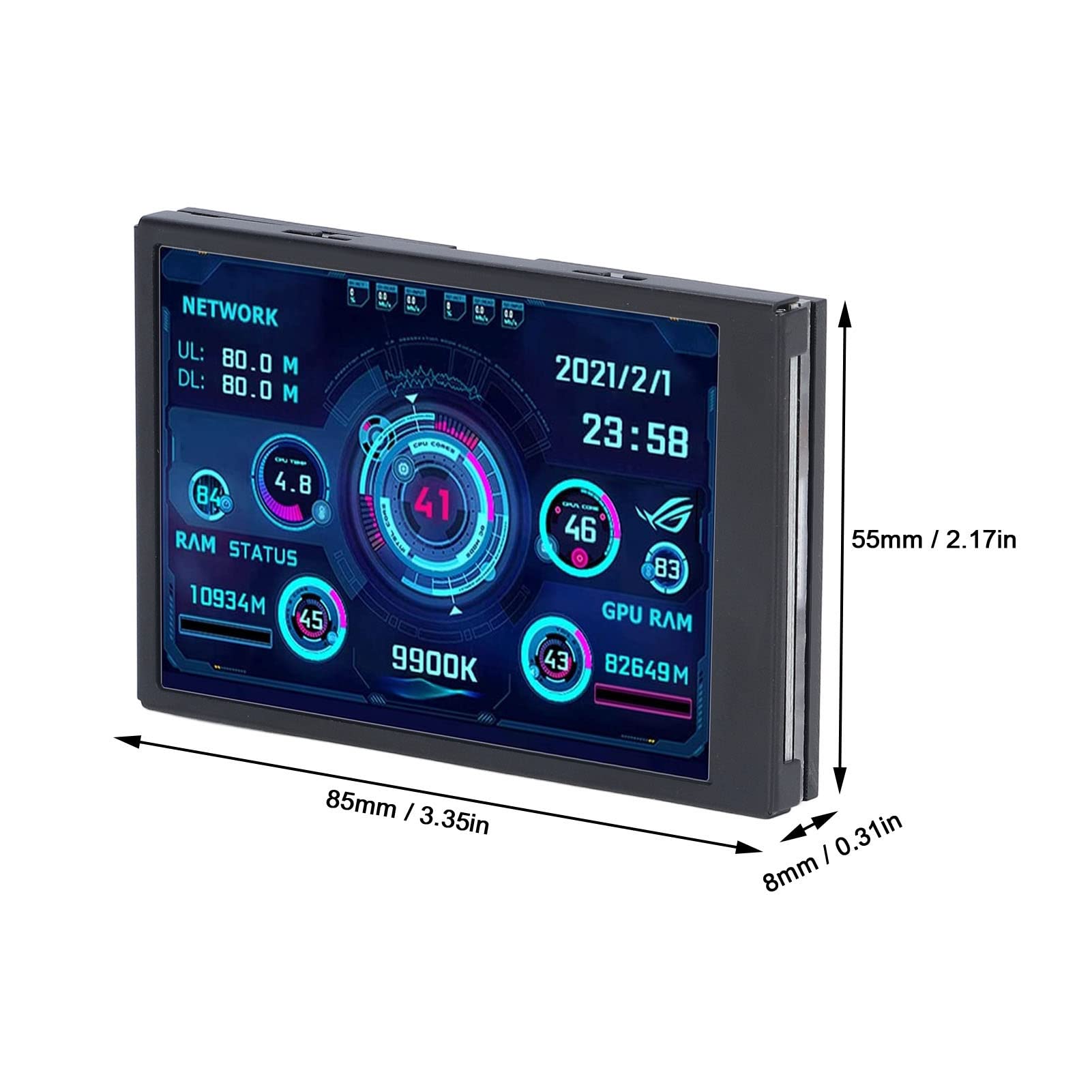 3.5 Inch IPS USB Mini Screen AIDA64 PC CPU RAM HDD Data Monitor Computer Temperature Display Type C Sub-Screen 3.5-Inch IPS TYPEC Sub-Screen Electronic Equipment Monitoring