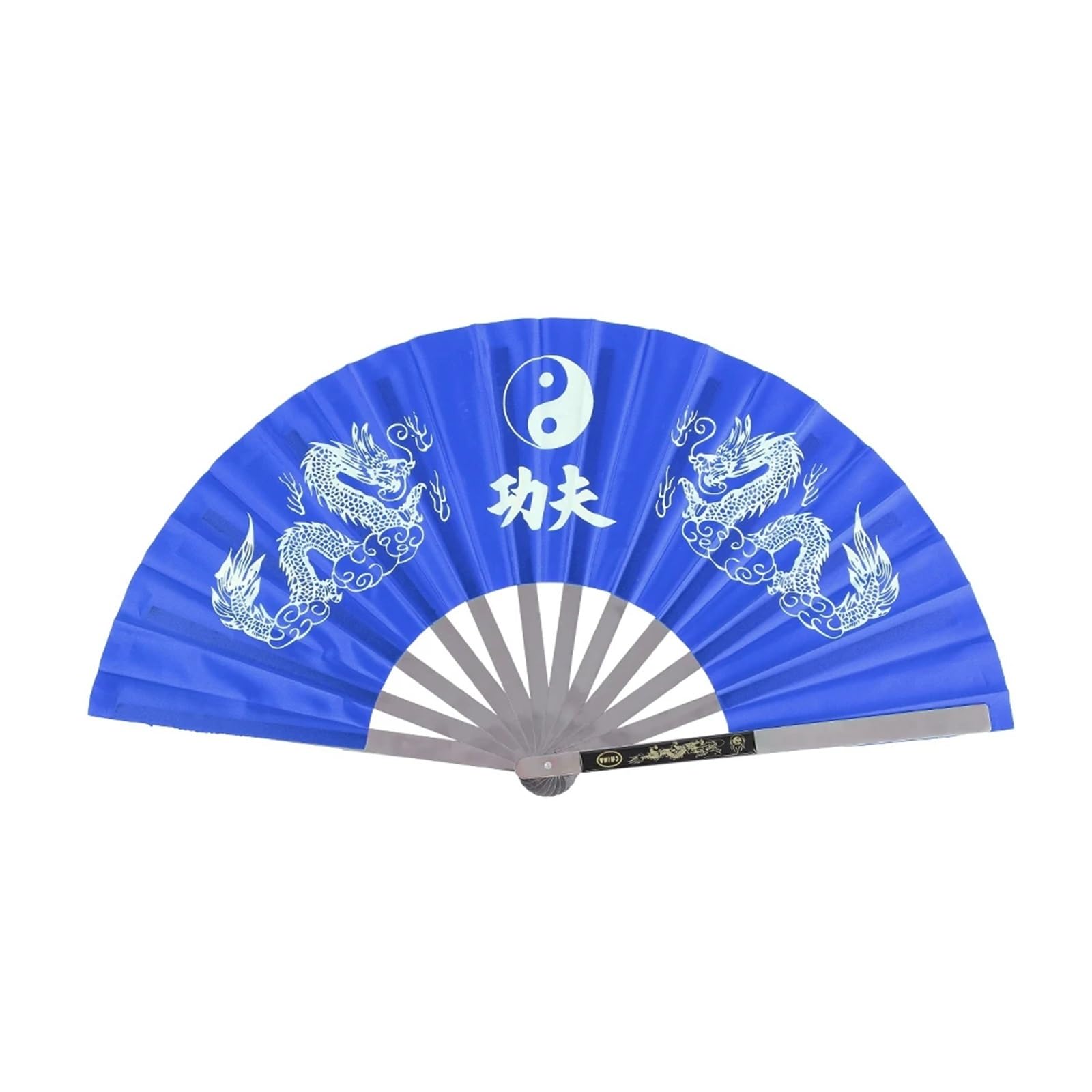 Tai Chi Fan Stainless Steel Tai Chi Martial Arts Kung Fu Dance Practice Training Performance Fan(Blue)