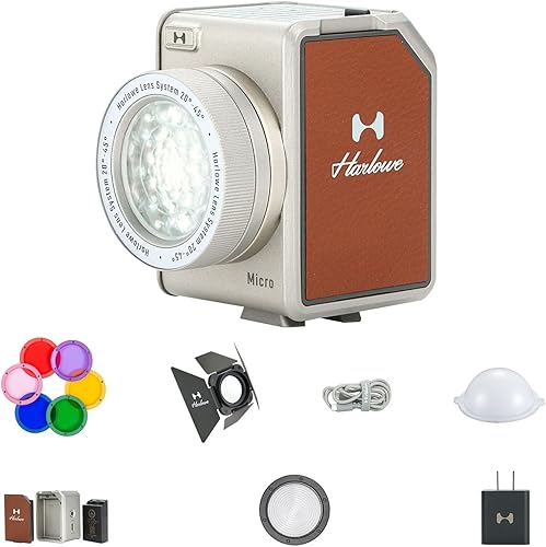 Kit de creador de luz de video micro LED con pantalla LCD, control de aplicaciones, puerta de granero, 6 geles de color, CRITLCI 96+, iluminación