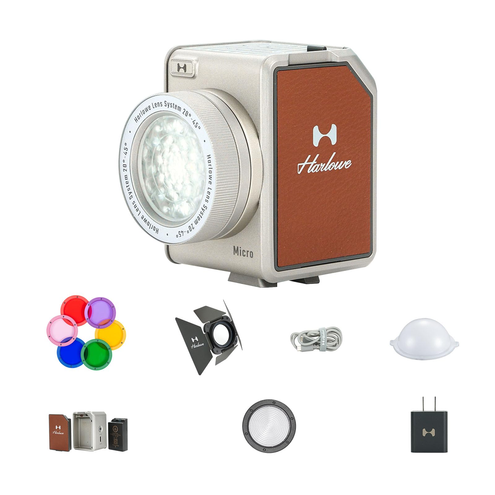 Harlowe Micro Portable Led Light for Photo and Video Recording 8W Bi-Color 2700K-6500K CRI/TLCI 96+ Soft Fill Lighting Kit for Studio and Travel