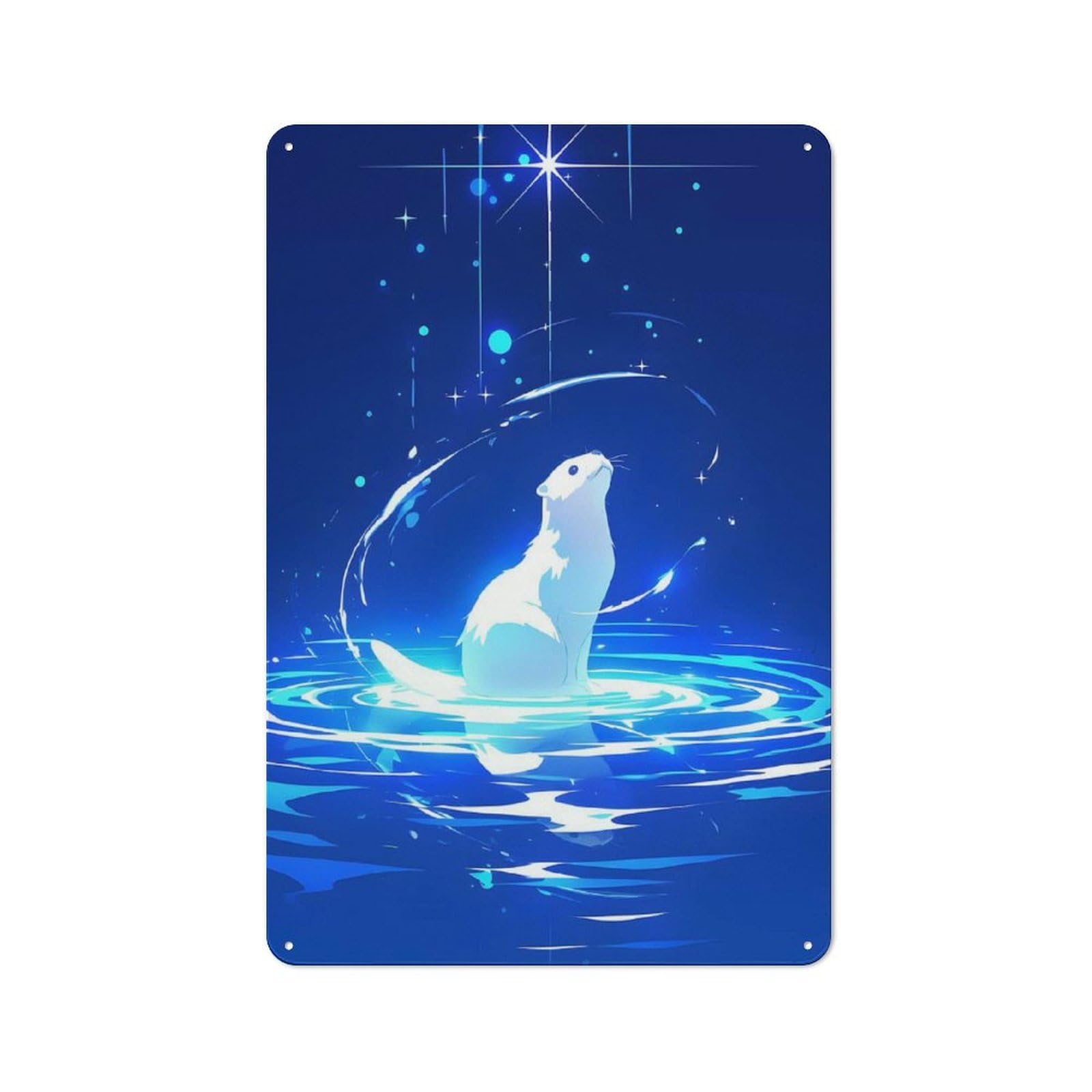 Junmoney Celestial Otter Vintage Tin Sign 30X20cm With For Man Cave Or Games Room, For Vintage Wall Decor Fans, For Metal Sign Collectors
