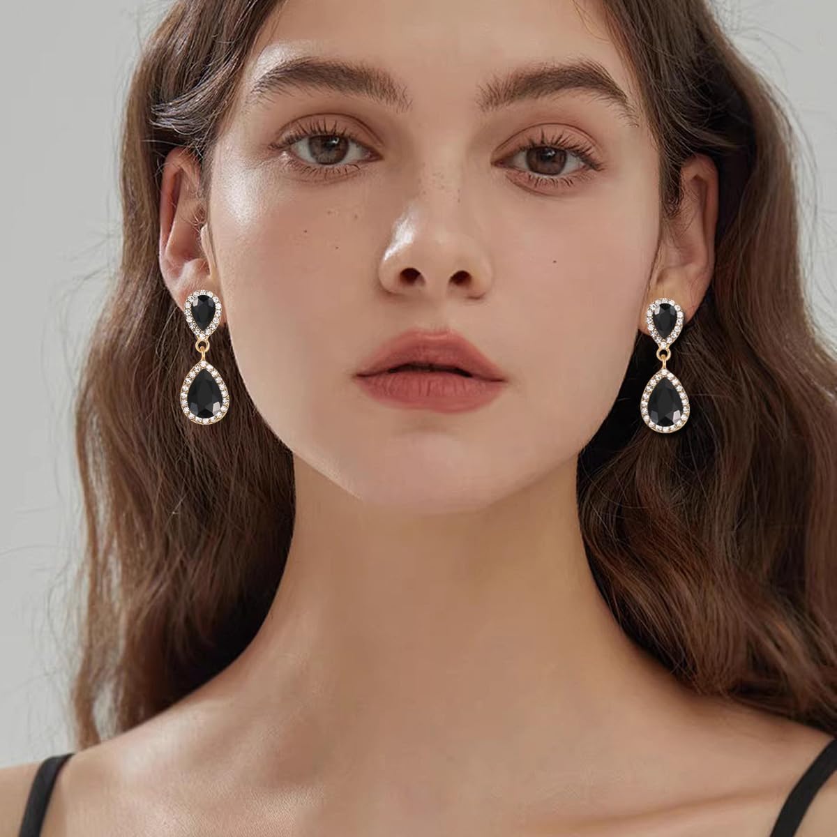 Vintage Rhinestone Teardrop Dangle Earrings Sparkle Crystal Bridal Earrings for Brides Bridesmaides Statement Drop Earrings for Women Wedding Formal Prom - Image 6