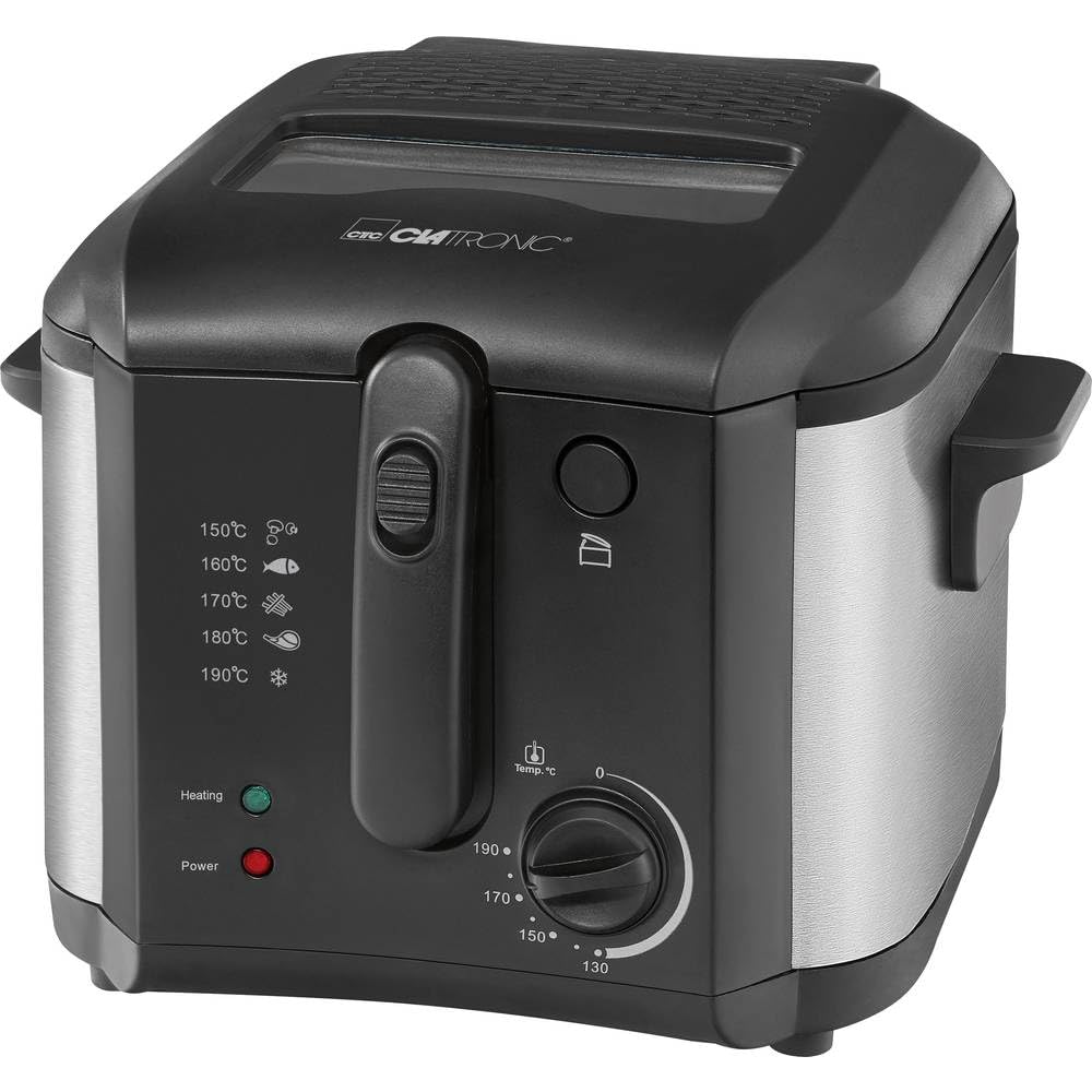 Clatronic FR 3649 - Freidora compacta de 2,5 litros, 1600 w, color negro y acero inoxidable