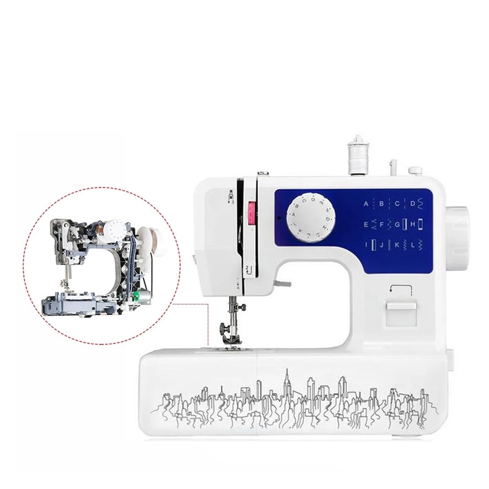Máquina De Coser Eléctrica Escritorio For El Hogar, Mini Multifunción Con Botón Grueso Bloqueable, Ropa DIY, 12 Puntadas Potente Silenciosa Y Estable