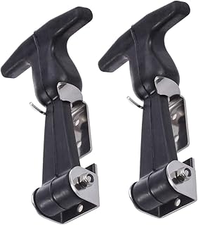 TEHAUX T- Handle Draw Latches, Pull Latch Flexible T- Handle Hasp Draw Latches Stainless Steel Marine Latch Rubber Hood Latch for Cart Tool Box (2pcs, Black)