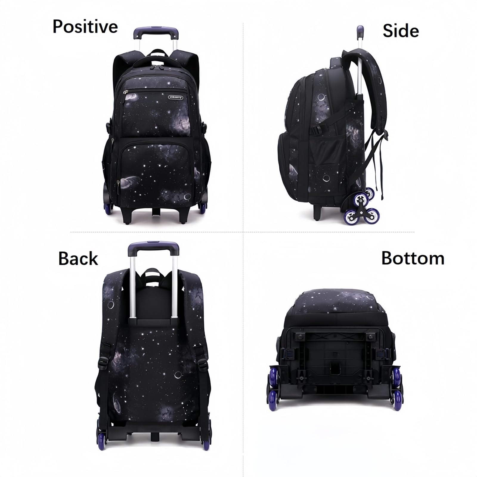 Jungen Schultaschen mit Rollen, Grundschule Trolley Rucksäcke mit Lunch Tasche Federmäppchen 3-Teiliges Schultaschen-Sets für Kinder
