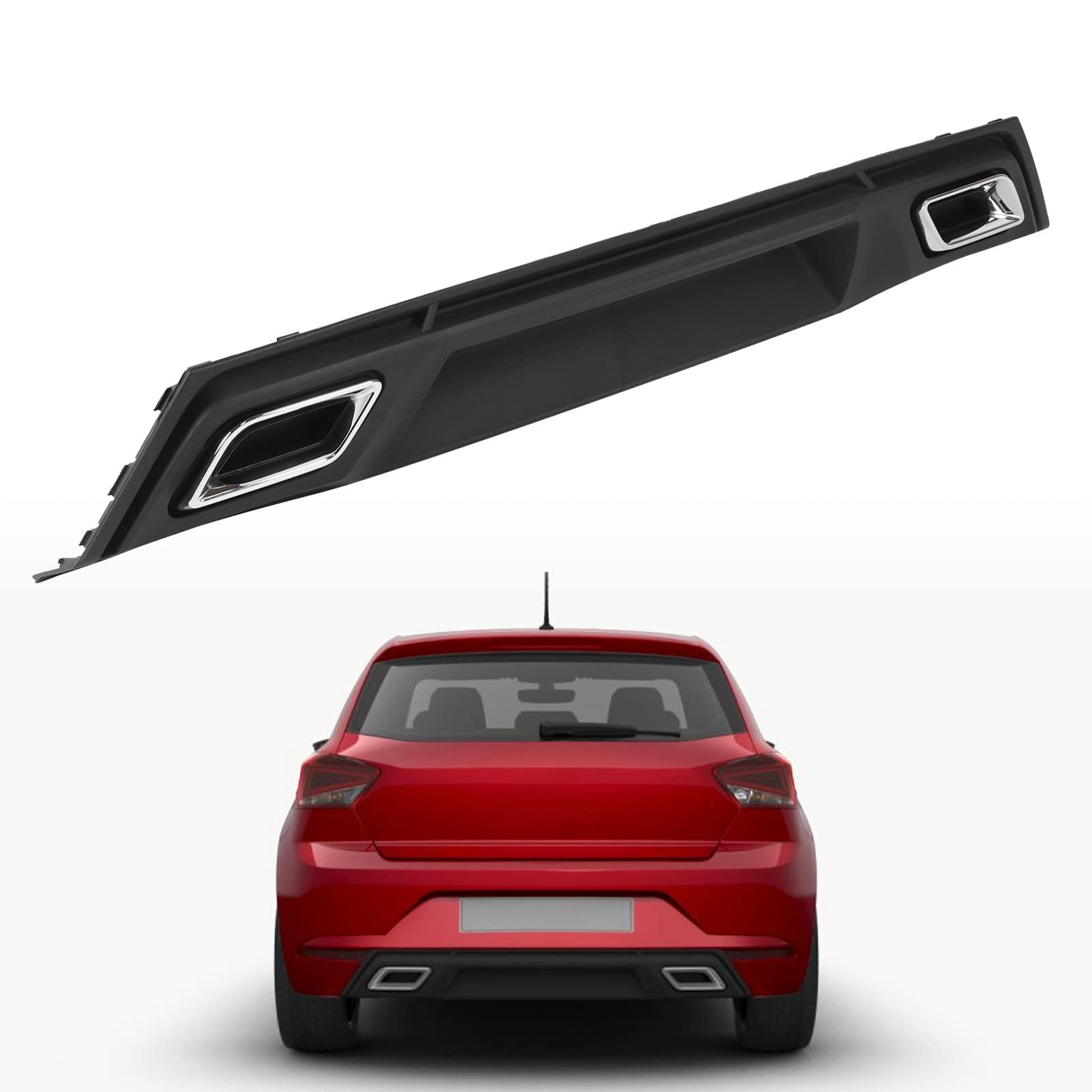 Becquet Diffuseur Pare-Chocs Arrière Noir Mat SEAT Ibiza MK5 6F 2017-2021 - Style Agressif