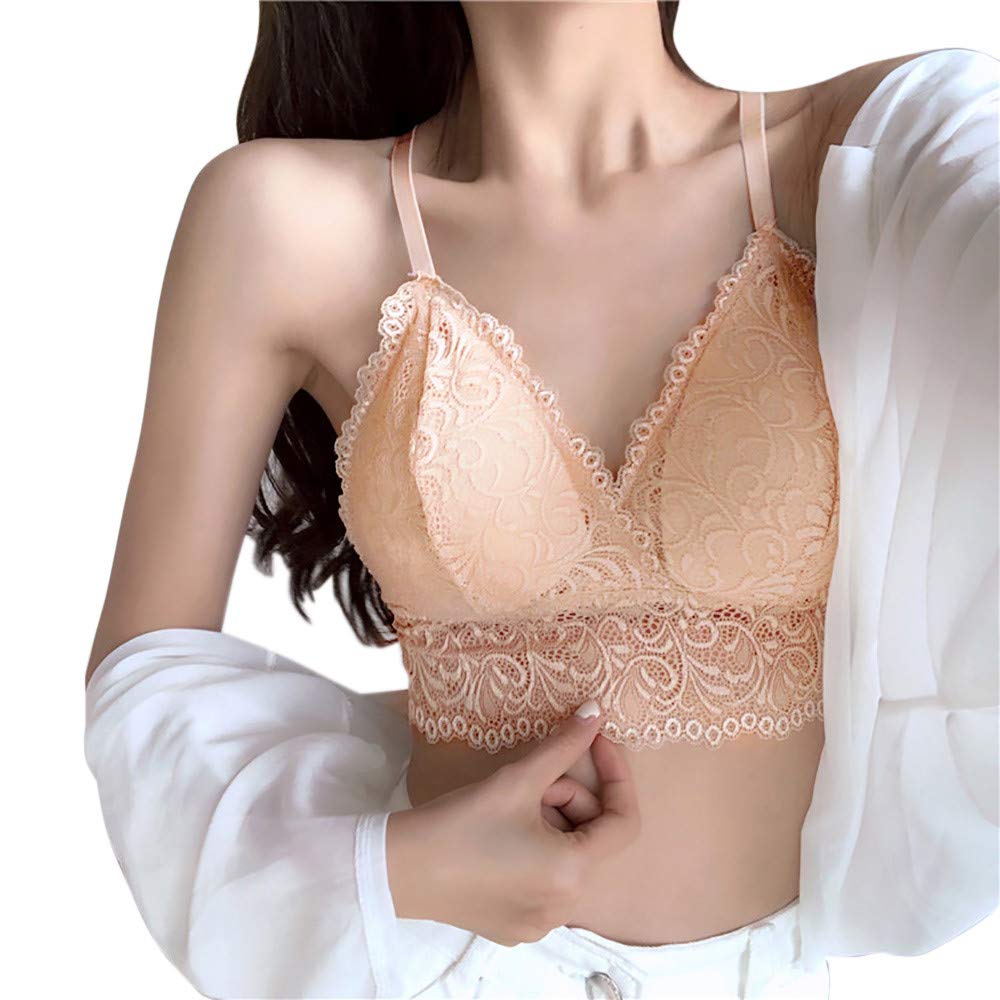 DIOMOR Women Sexy Bra Top Solid Vest Lace Seamless Breathable Push Up Top Underwear Valentine's Day Present Gift