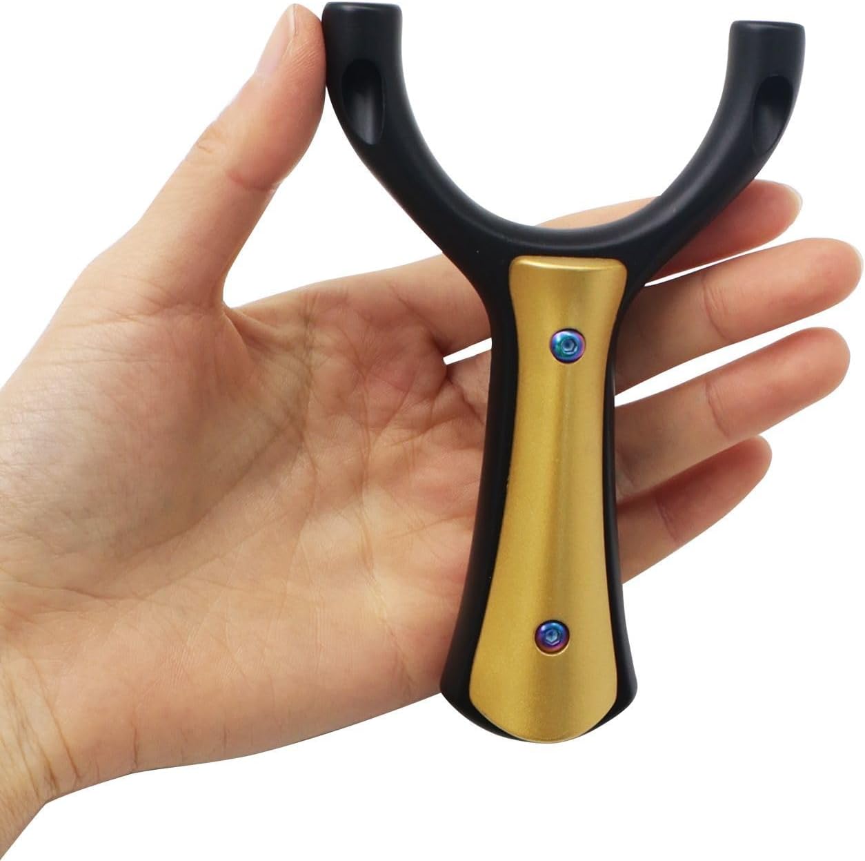 Stuck Slingshot Kit with Steel Balls, Replacement Bands, Targets, and Slingshot Gloves,Black and Yellow, Ergonomic Handle