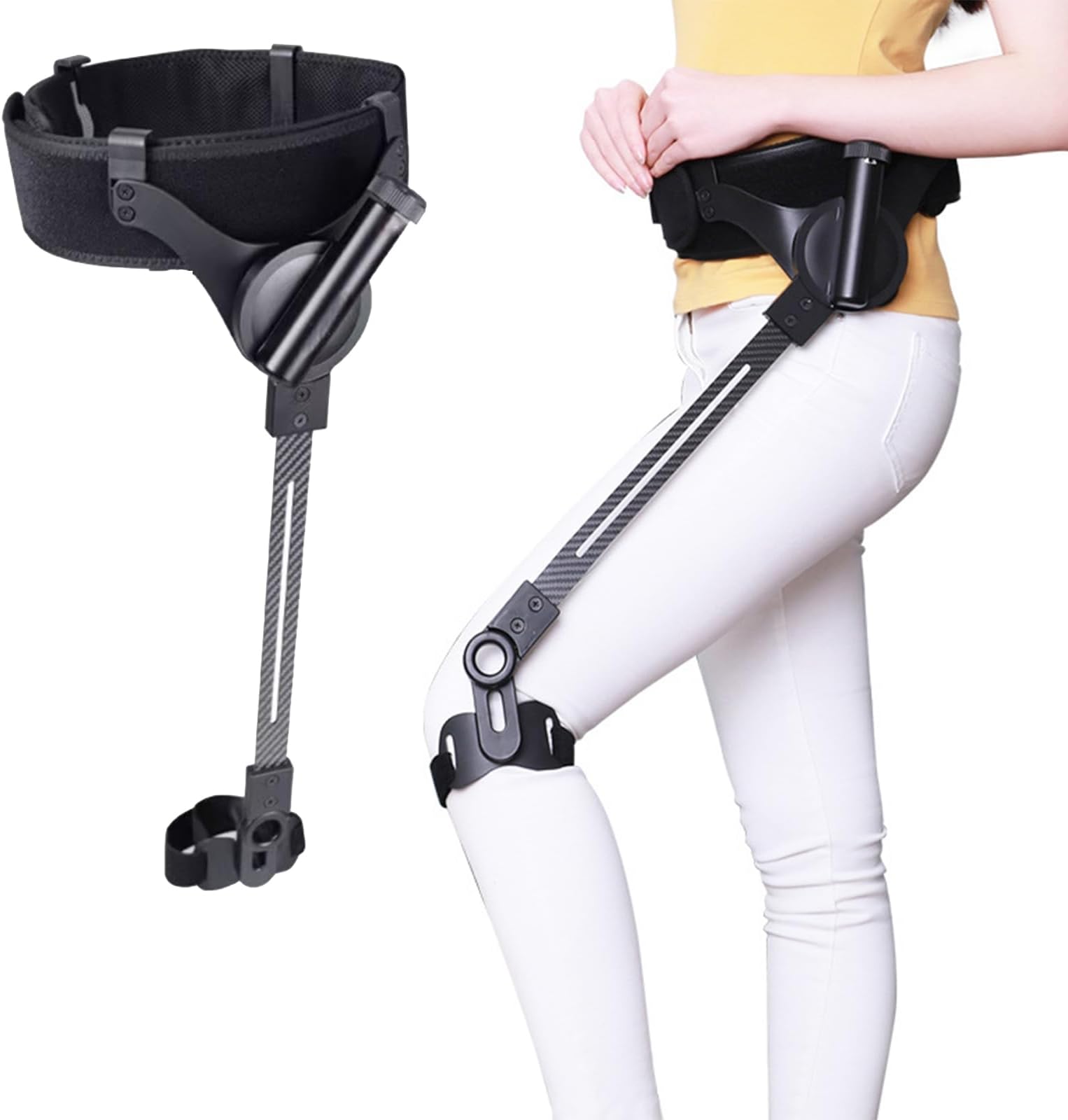 Wearable Exoskeleton for Walking, 3 Level Adjustable Bionic Exoskeleton Walking Assist, No Battery Motor Required Power Walking Aid for Long Hike Climb Steps(M,Left Leg)
