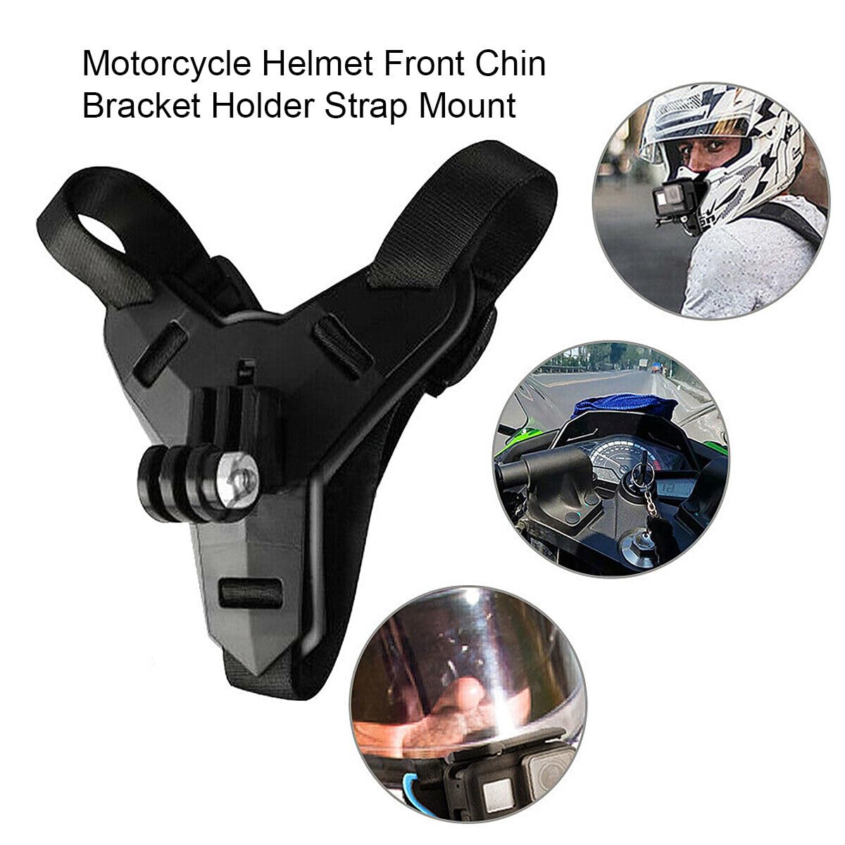 Supporto mentoniera casco motociclista, supporto videocamera GoPro Hero 2018 6 5 4 3 Session SJCAM AKASO Campark Polaroid Osmo (Black)