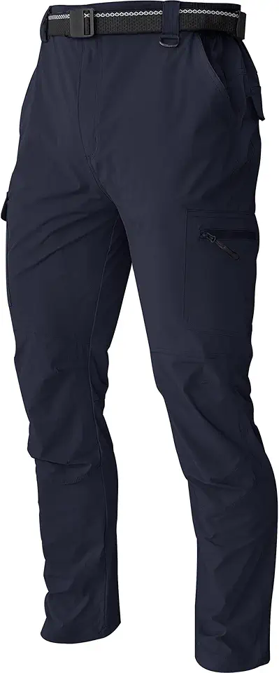 AREOUTS Men's Cargo Work Hiking Pants Lightweight Water Resistant Quick Dry Fishing Travel Camping Outdoor Breathable Multi Pockets