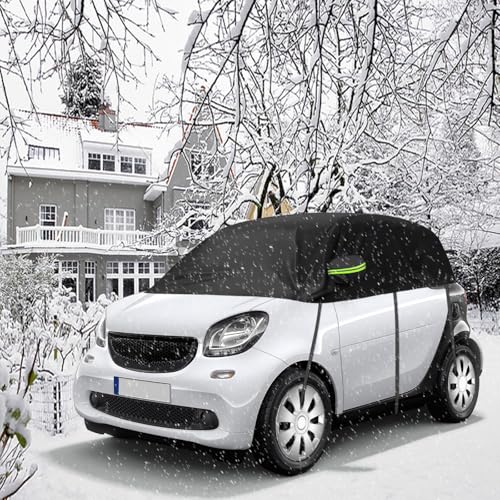 Pokrowiec na samochód zewnętrzny średni kompatybilny z Smart Fortwo 2006-2025, wodoodporny pokrowiec samochodowy przeciw słońcu śnieg mróz czarny