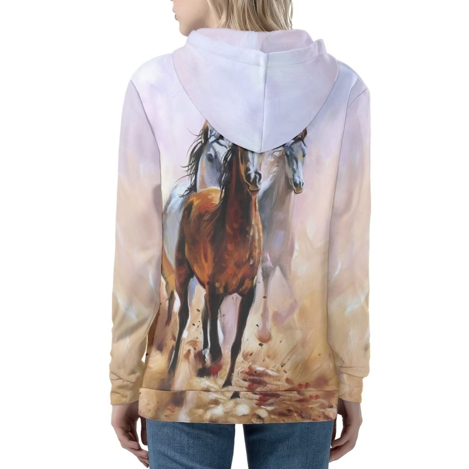 HUIACONG Bluza z kapturem zapinana na zamek błyskawiczny damska bluza z kapturem rozmiar XS-5XL nastolatki sweter, Olej z koni, 4XL