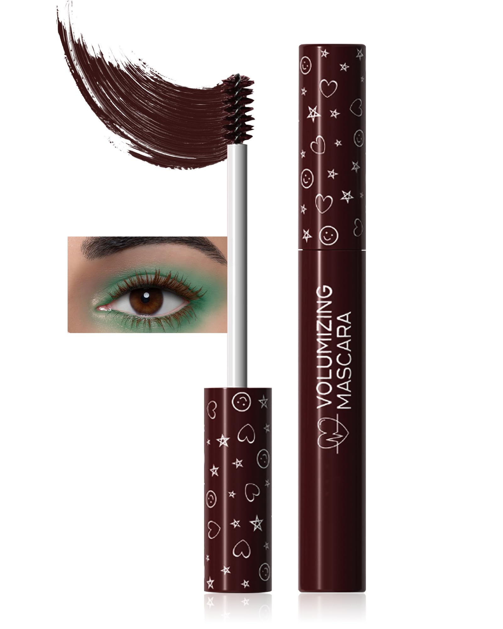 Waterproof Brown Mascara Volume and Length,Long Lasting Colored Liquid Lash Mascara for Eyelashes,Smudge-Proof Curling Voluminzing Colorful Eye Lash