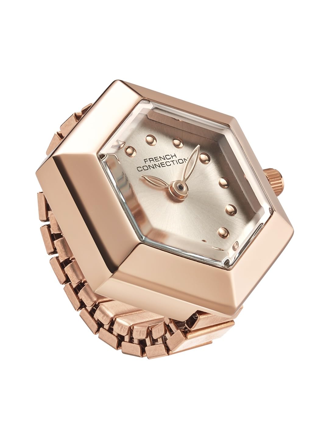french connetion French Connection Arclume | Gold Sunray Dial | Gold Stainlees Steel Flexible Band | Analog Ring Watch for Women - FCR02GM-picture-17
