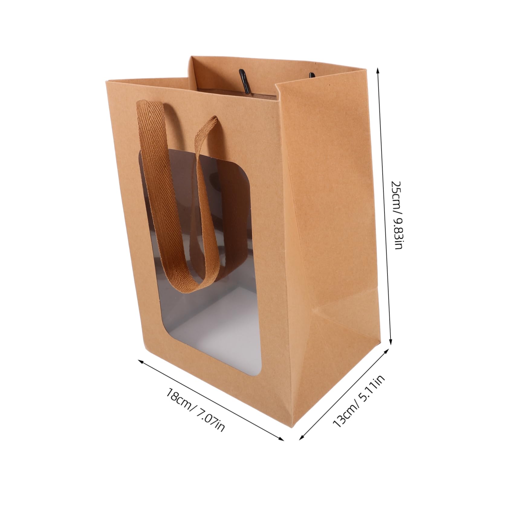 WRITWAA Sacchetti Regalo e Portatili 12 Pezzi con Finestra Trasparente in Carta Kraft e Manici Leggeri per Feste e Confezioni Regalo